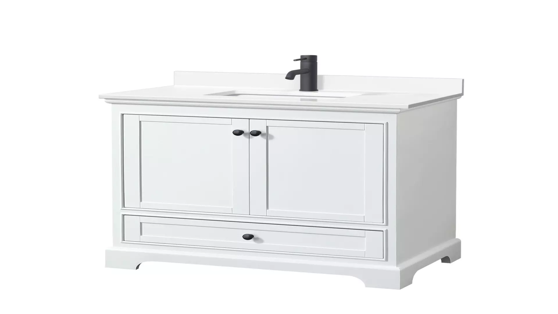 Deborah 36 Inch Single Bathroom Vanity in White, White Quartz Countertop, Undermount Square Sink (1-Hole), Matte Black Trim material