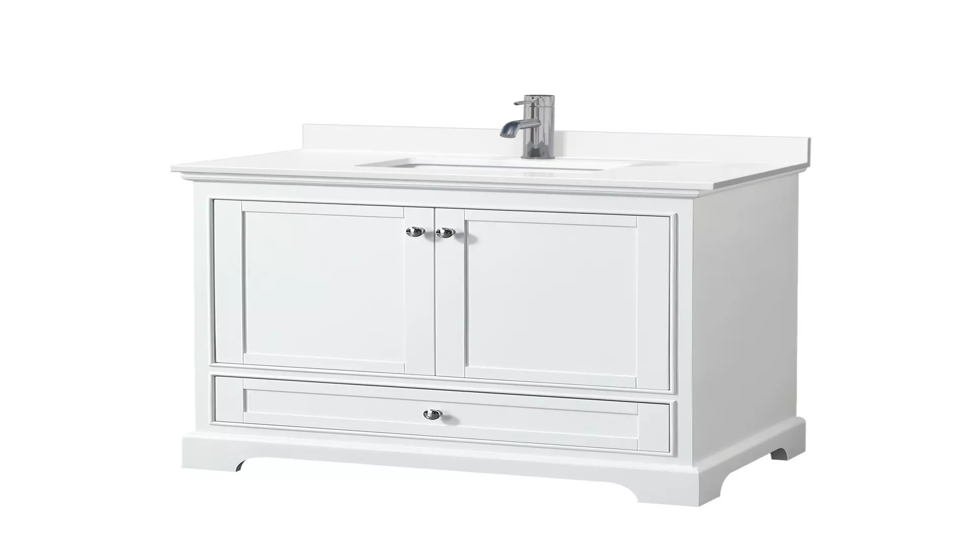 Deborah 36 Inch Single Bathroom Vanity in White, White Quartz Countertop, Undermount Square Sink (1-Hole), Polished Chrome Trim material