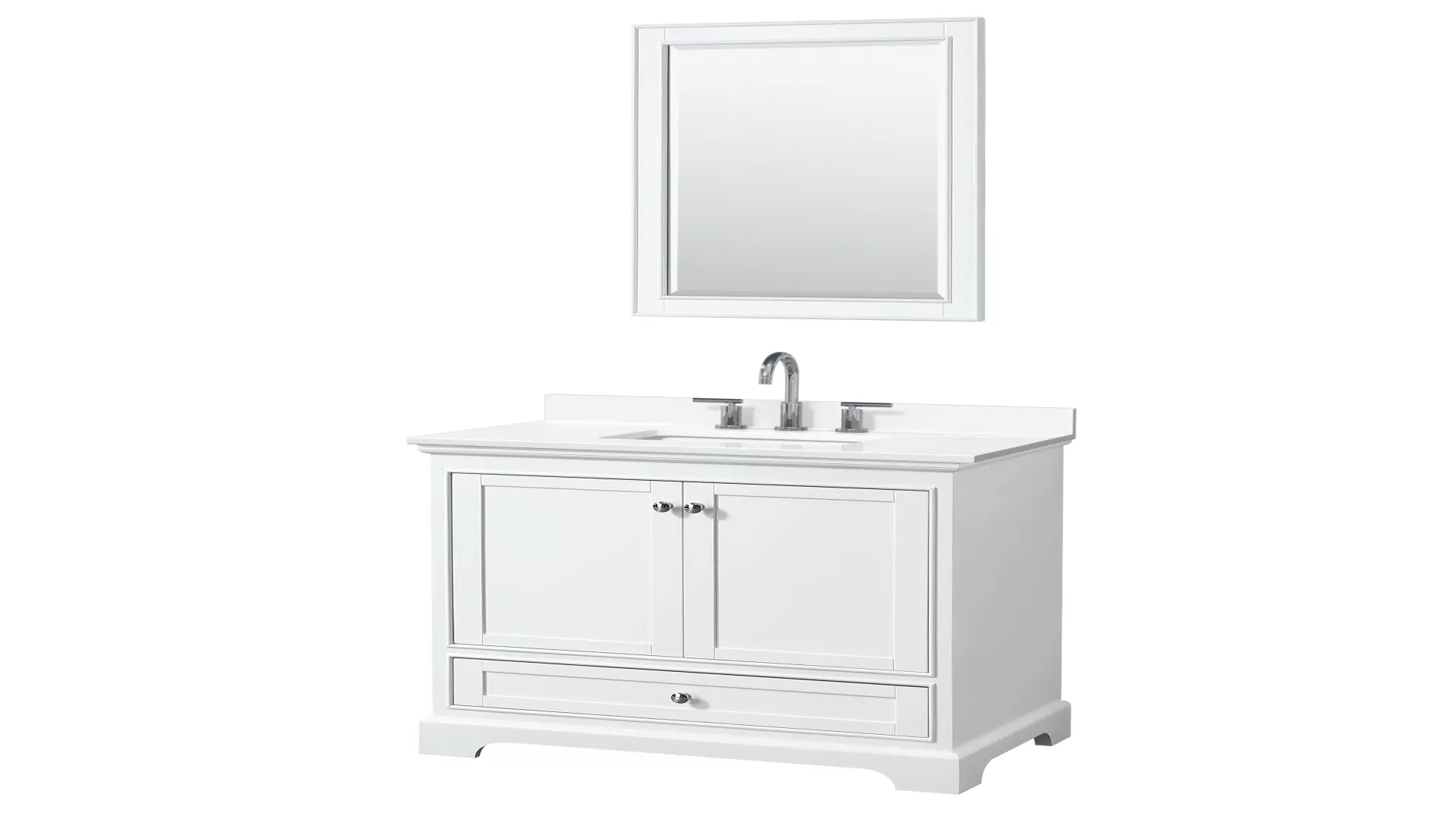Deborah 36 Inch Single Bathroom Vanity in White, White Quartz Countertop, Undermount Square Sink (3-Hole), Polished Chrome Trim, 24 Inch Mirror material