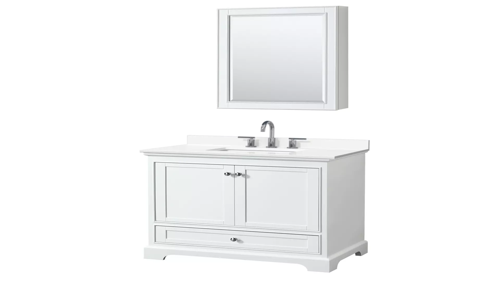 Deborah 36 Inch Single Bathroom Vanity in White, White Quartz Countertop, Undermount Square Sink (3-Hole), Polished Chrome Trim, Medicine Cabinet material