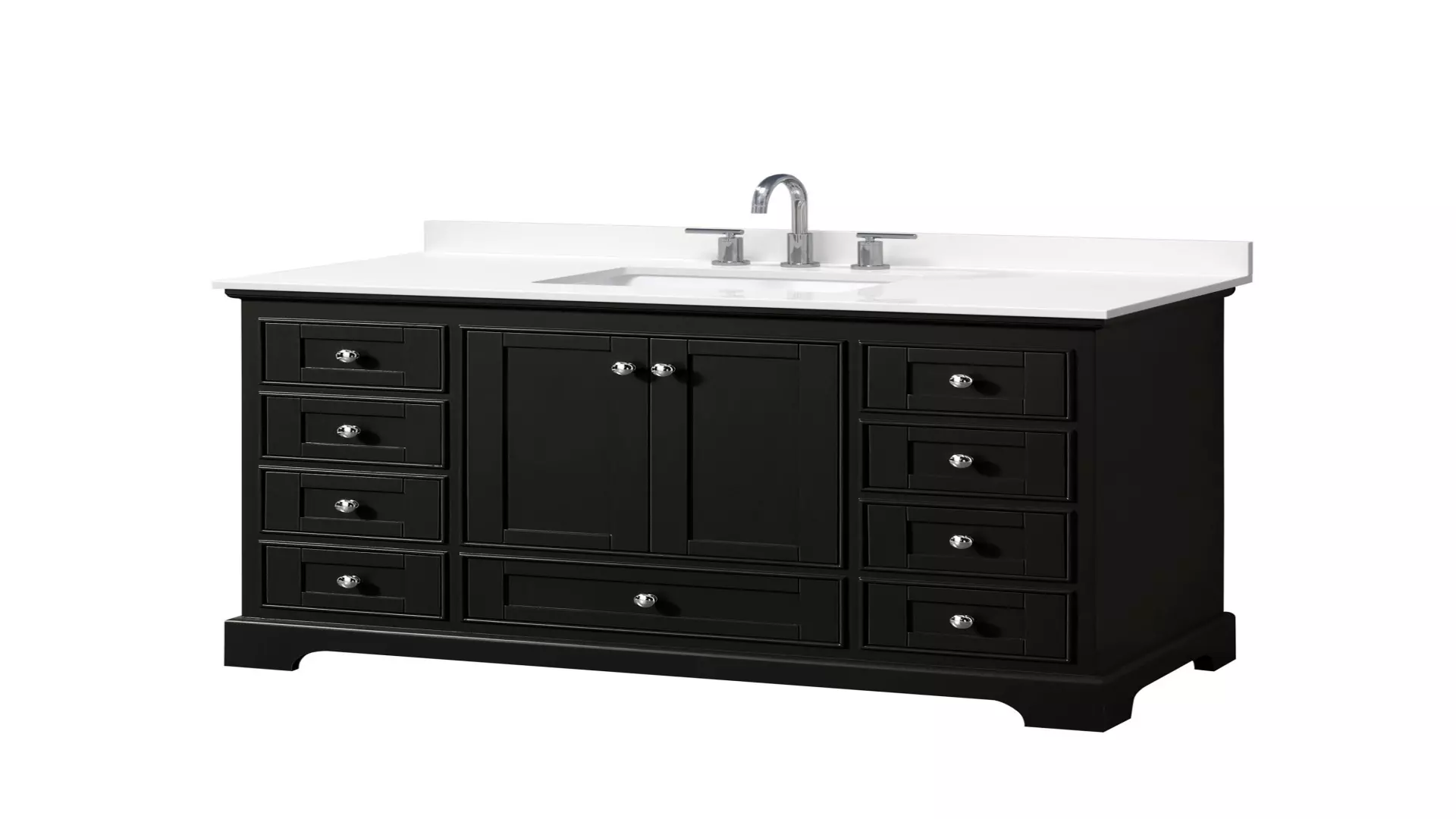 Deborah 48 Inch Single Bathroom Vanity in Dark Espresso, White Quartz Countertop, Undermount Square Sink (3-Hole), Polished Chrome Trim material