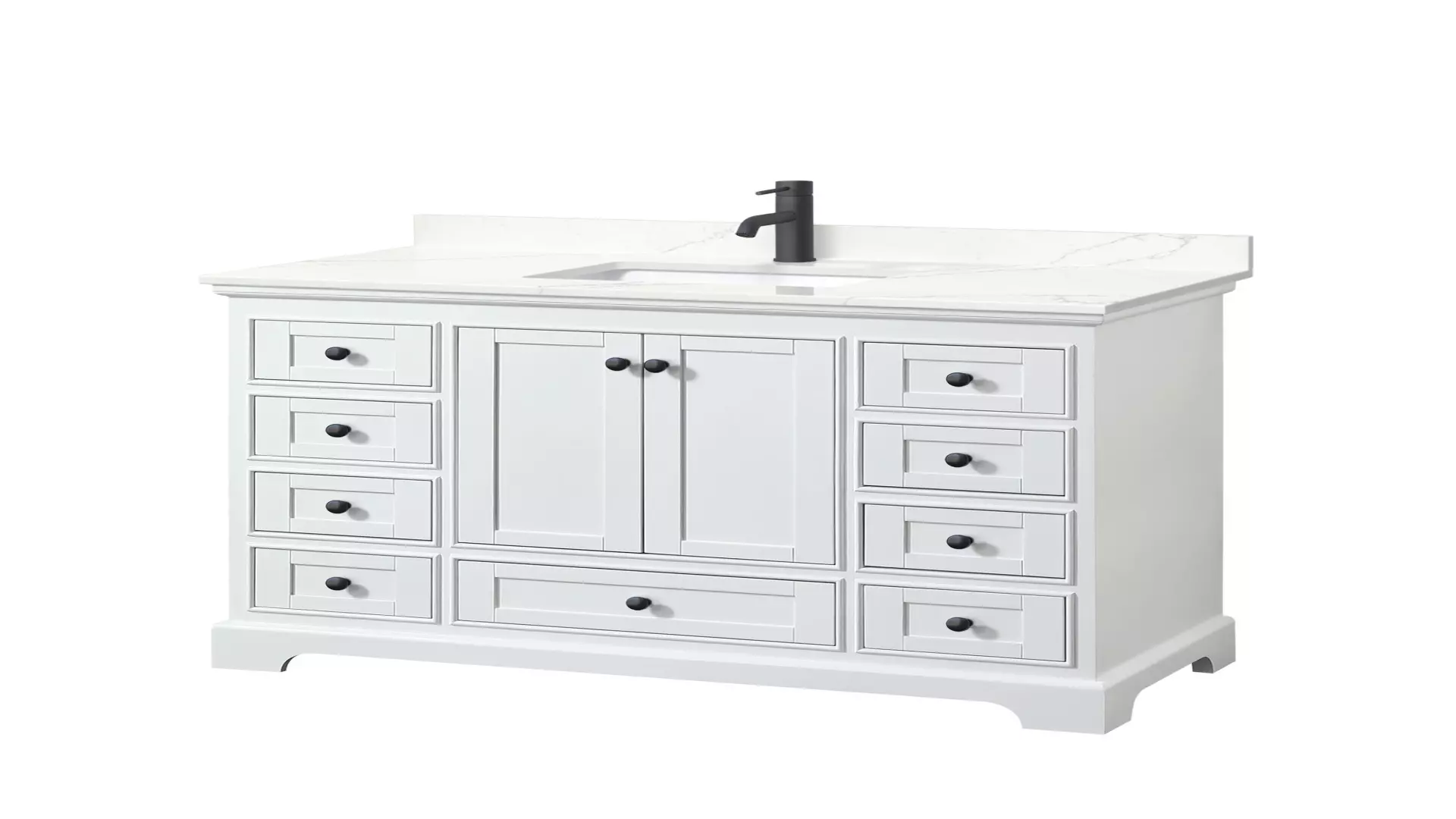 Deborah 48 Inch Single Bathroom Vanity in White, Giotto Quartz Countertop, Undermount Square Sink (1-Hole), Matte Black Trim material