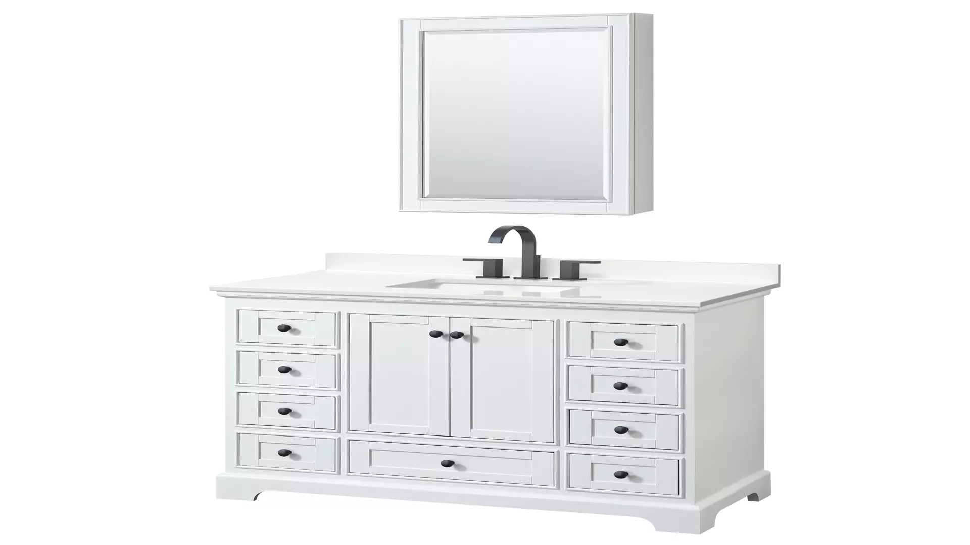 Deborah 48 Inch Single Bathroom Vanity in White, White Quartz Countertop, Undermount Square Sink (3-Hole), Matte Black Trim, Medicine Cabinet material