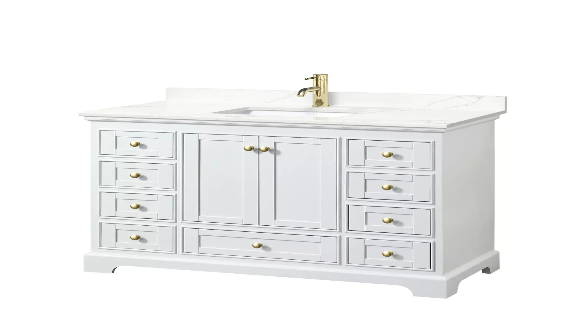 Deborah 48 Inch Single Bathroom Vanity in White, Giotto Quartz Countertop, Undermount Square Sink (1-Hole), Brushed Gold Trim material