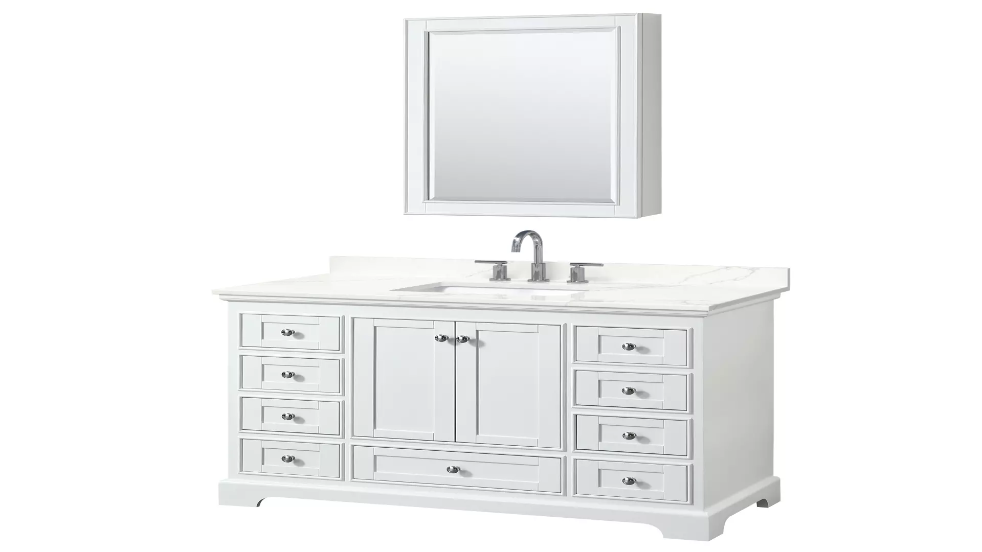 Deborah 48 Inch Single Bathroom Vanity in White, Giotto Quartz Countertop, Undermount Square Sink (3-Hole), Polished Chrome Trim, Medicine Cabinet material