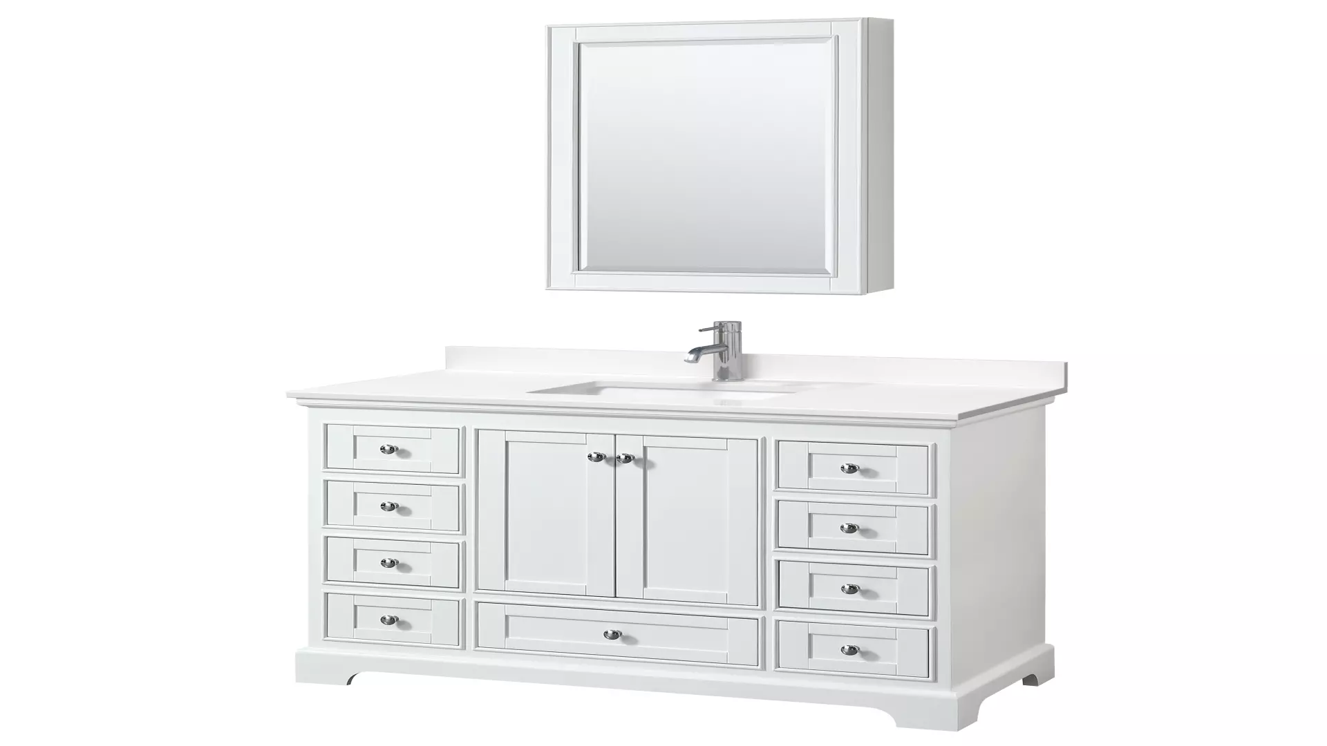 Deborah 48 Inch Single Bathroom Vanity in White, White Quartz Countertop, Undermount Square Sink (1-Hole), Polished Chrome Trim, Medicine Cabinet material