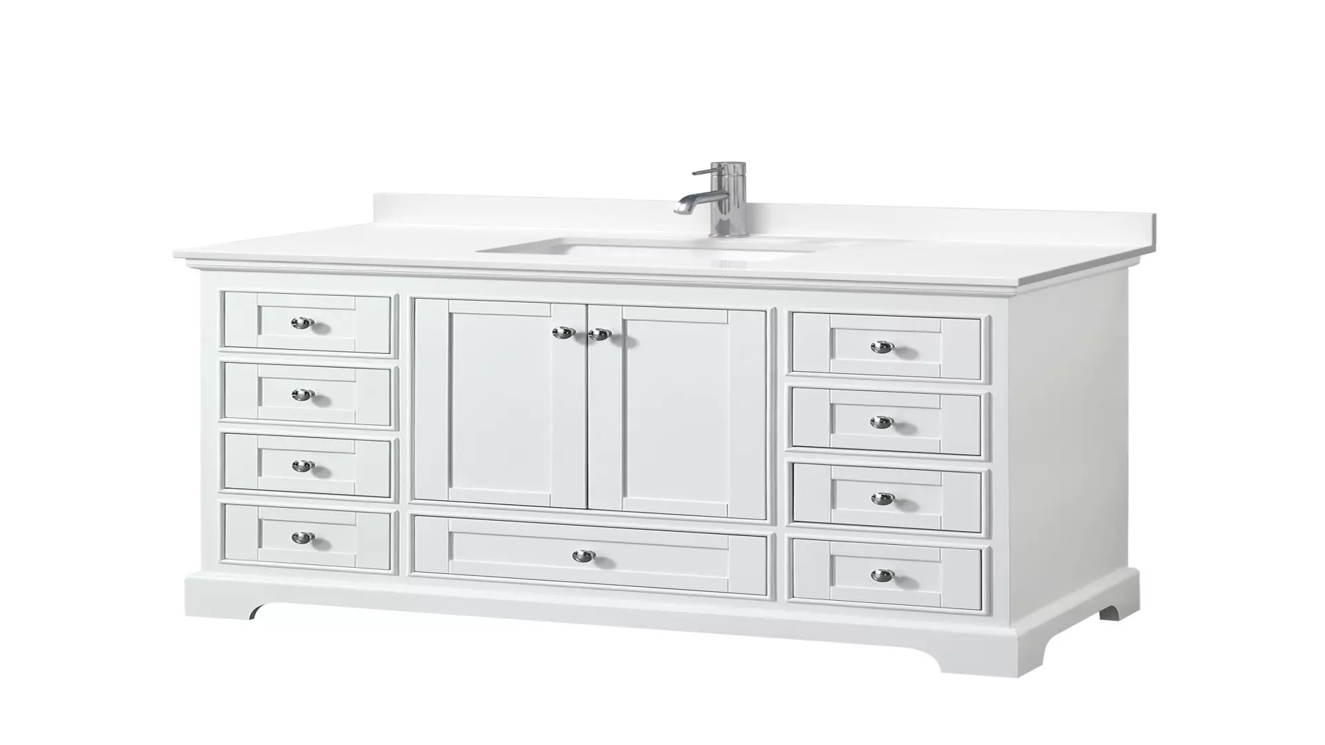 Deborah 48 Inch Single Bathroom Vanity in White, White Quartz Countertop, Undermount Square Sink (1-Hole), Polished Chrome Trim material