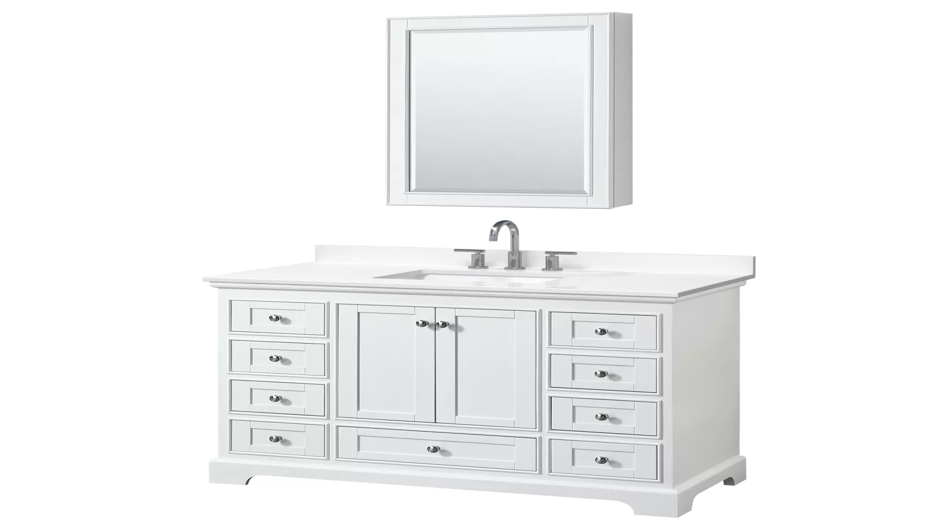 Deborah 48 Inch Single Bathroom Vanity in White, White Quartz Countertop, Undermount Square Sink (3-Hole), Polished Chrome Trim, Medicine Cabinet material