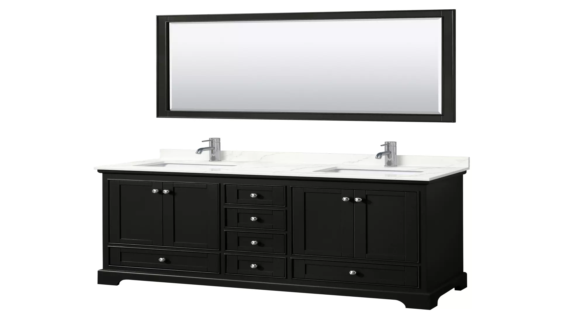 Deborah 60 Inch Double Bathroom Vanity in Dark Espresso, Giotto Quartz Countertop, Undermount Square Sinks (1-Hole), Polished Chrome Trim, 58 Inch Mirror material