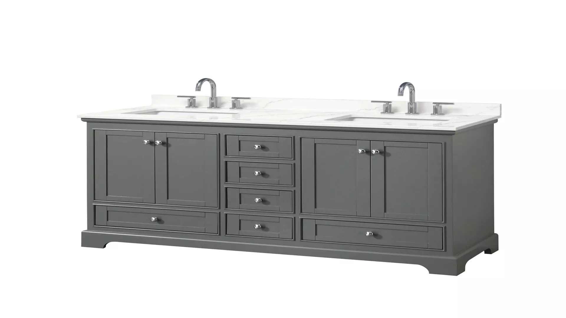 Deborah 60 Inch Double Bathroom Vanity in Dark Gray, Giotto Quartz Countertop, Undermount Square Sinks (3-Hole), Polished Chrome Trim material