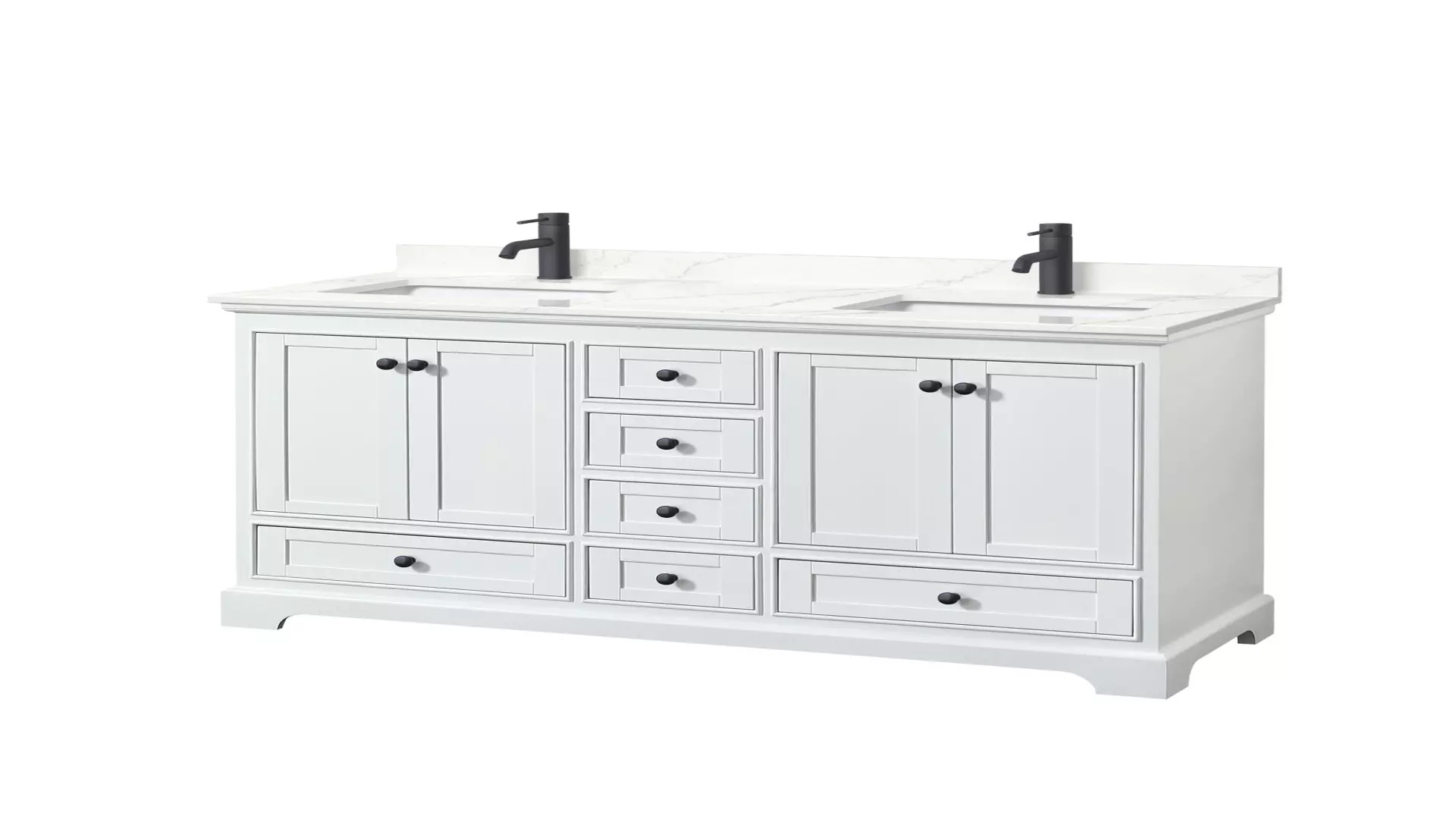 Deborah 60 Inch Double Bathroom Vanity in White, Giotto Quartz Countertop, Undermount Square Sinks (1-Hole), Matte Black Trim material