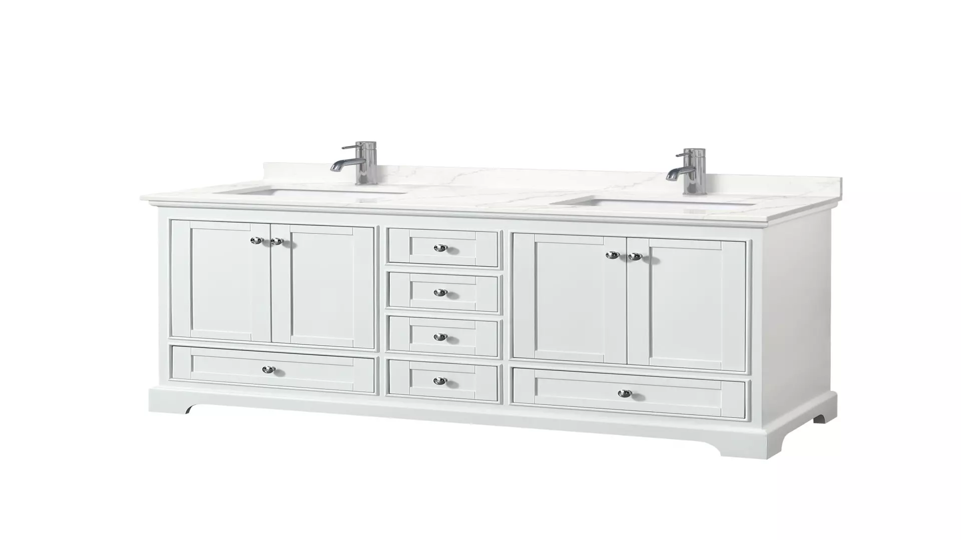 Deborah 60 Inch Double Bathroom Vanity in White, Giotto Quartz Countertop, Undermount Square Sinks (1-Hole), Polished Chrome Trim material