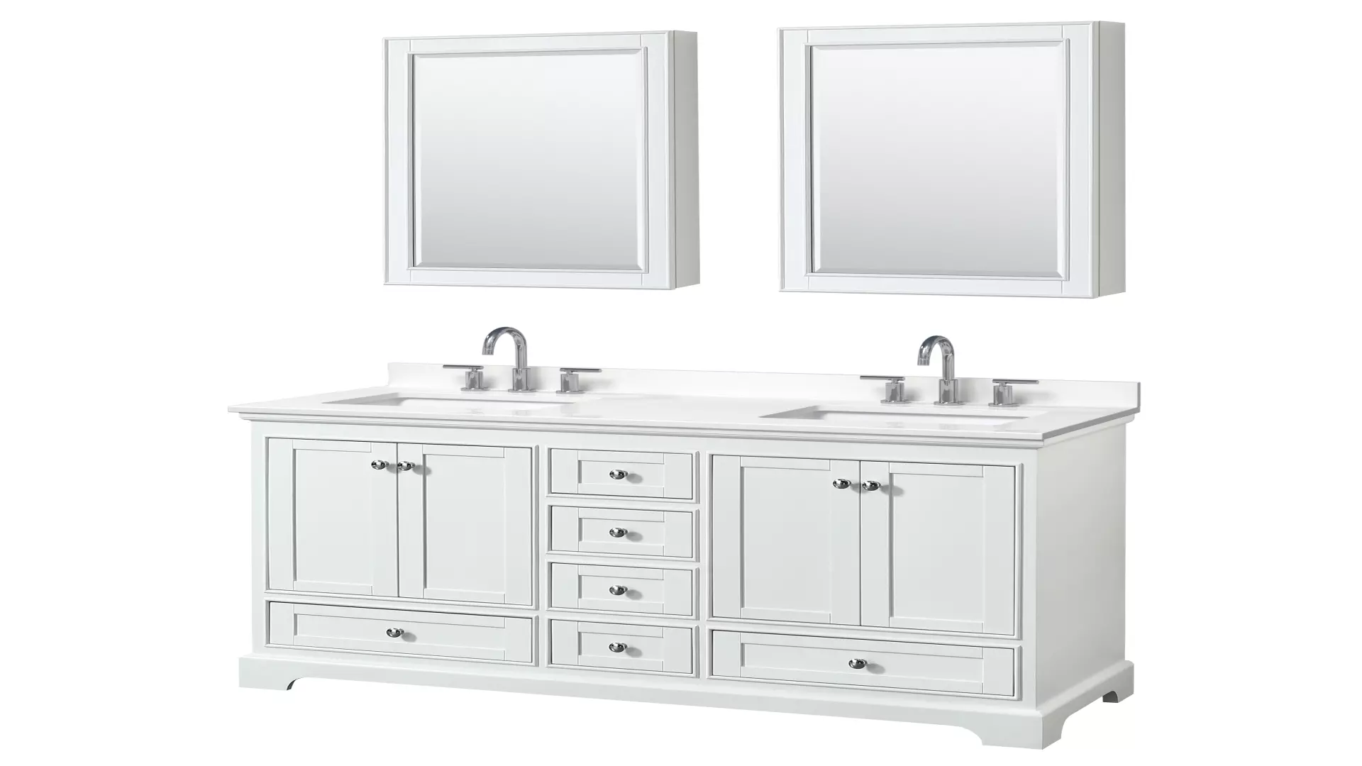 Deborah 60 Inch Double Bathroom Vanity in White, White Quartz Countertop, Undermount Square Sinks (3-Hole), Polished Chrome Trim, Medicine Cabinets material