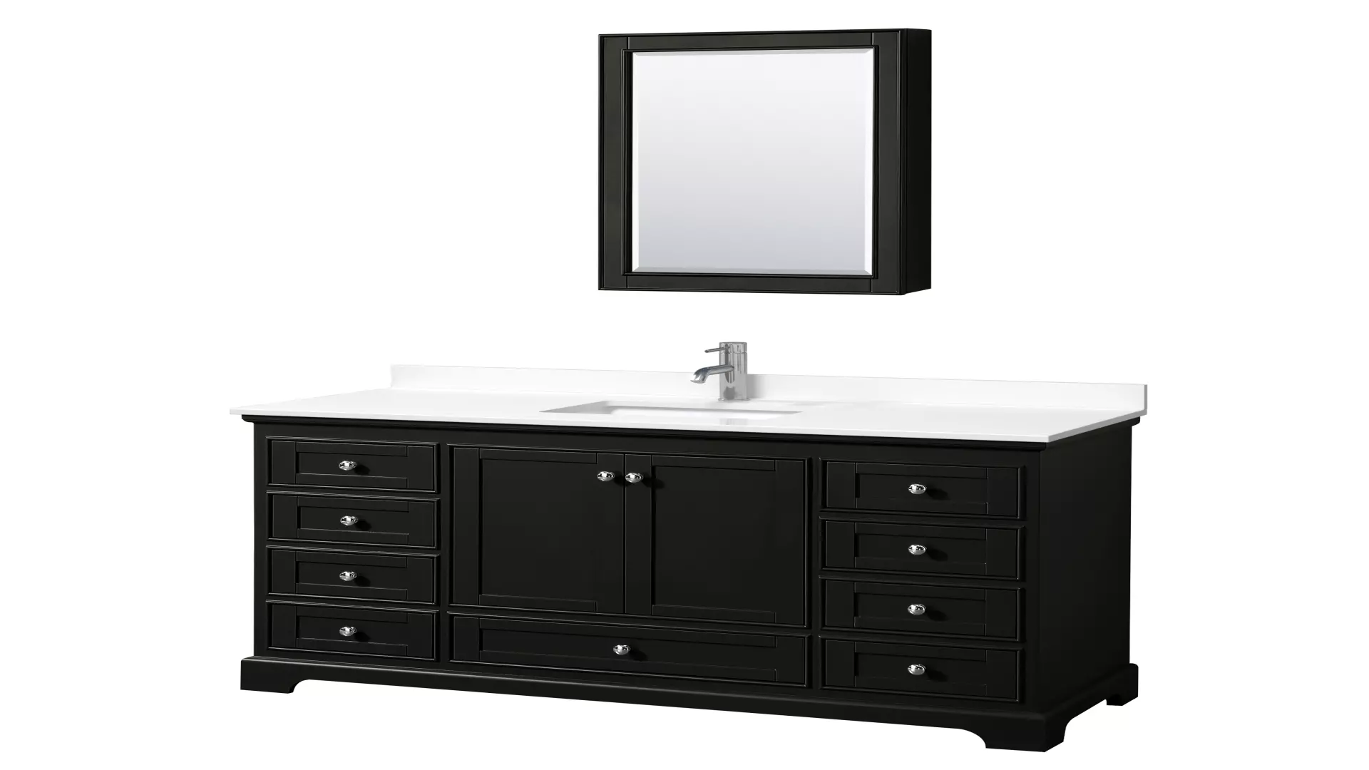 Deborah 60 Inch Single Bathroom Vanity in Dark Espresso, White Quartz Countertop, Undermount Square Sink (1-Hole), Polished Chrome Trim, Medicine Cabinet material