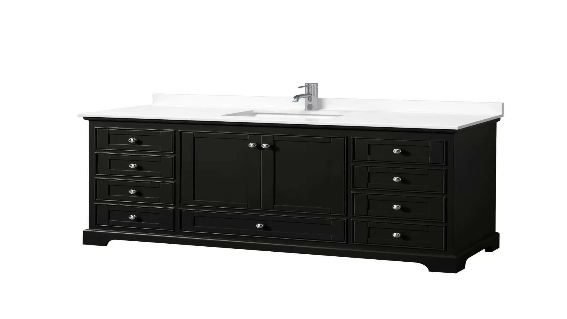 Deborah 60 Inch Single Bathroom Vanity in Dark Espresso, White Quartz Countertop, Undermount Square Sink (1-Hole), Polished Chrome Trim material