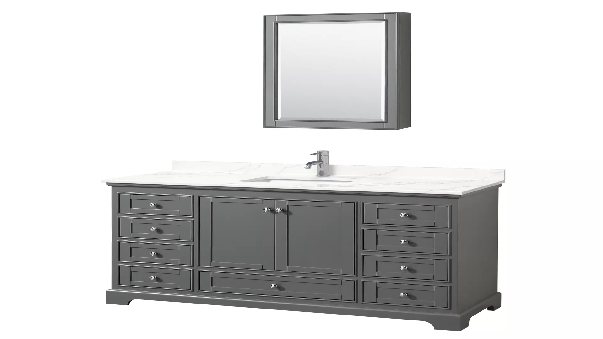 Deborah 60 Inch Single Bathroom Vanity in Dark Gray, Giotto Quartz Countertop, Undermount Square Sink (1-Hole), Polished Chrome Trim, Medicine Cabinet material