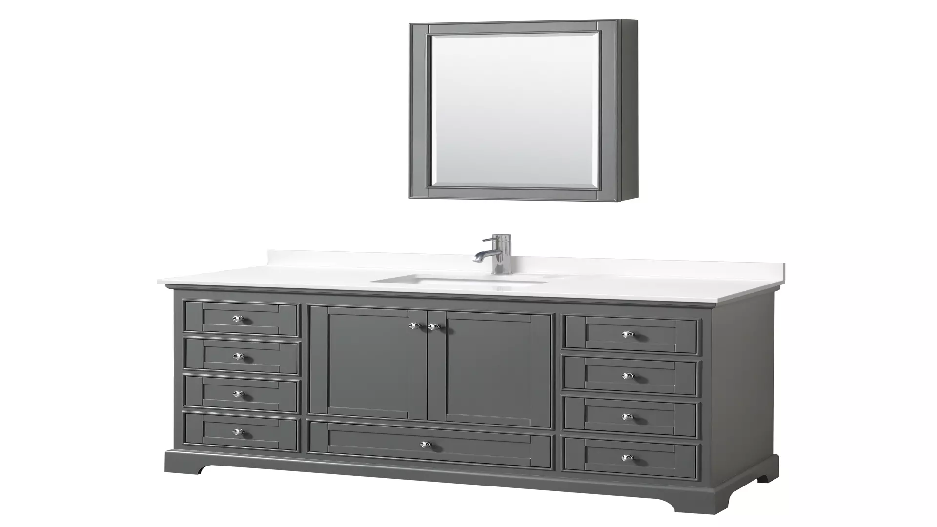 Deborah 60 Inch Single Bathroom Vanity in Dark Gray, White Quartz Countertop, Undermount Square Sink (1-Hole), Polished Chrome Trim, Medicine Cabinet material