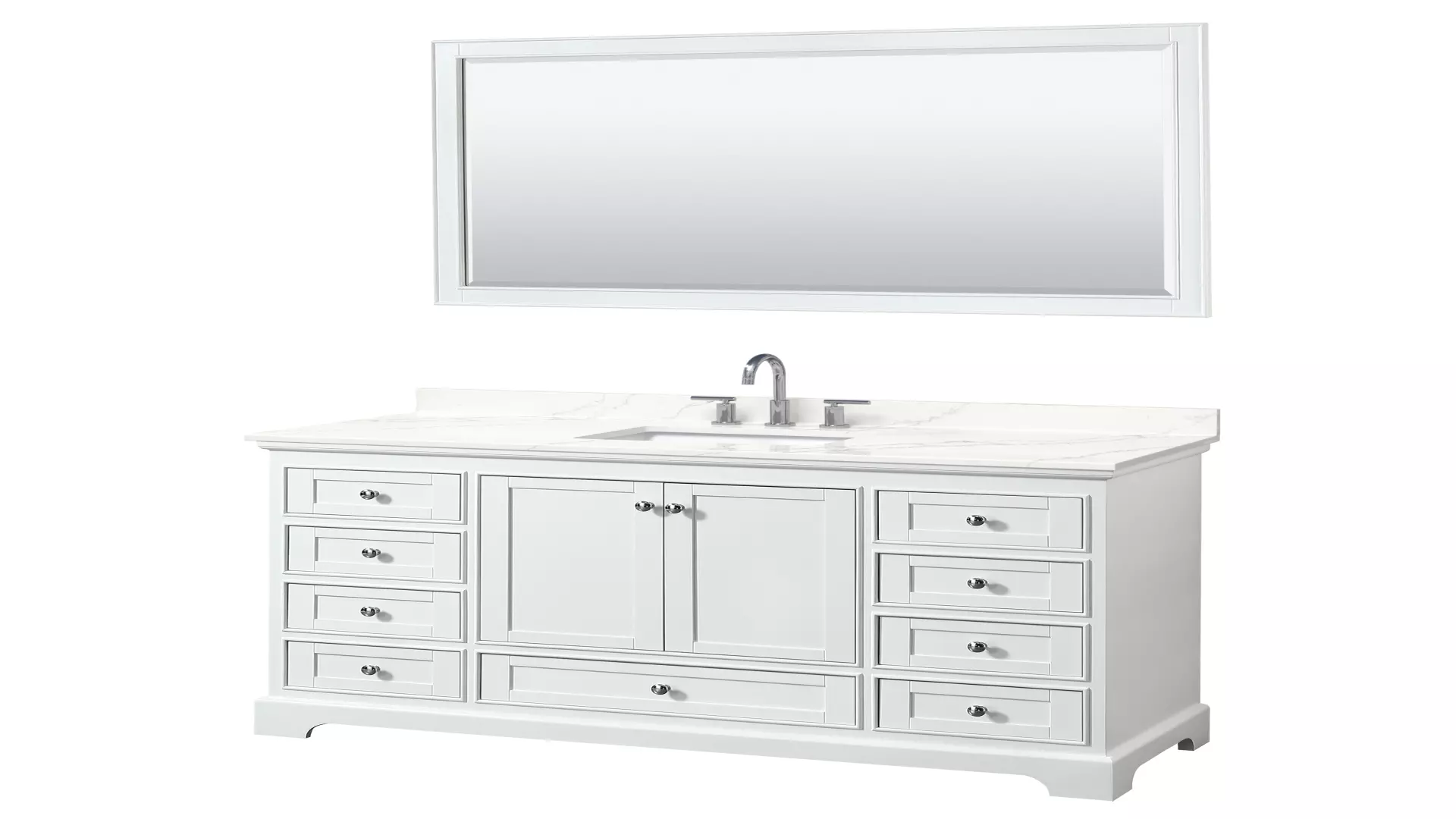 Deborah 60 Inch Single Bathroom Vanity in White, Giotto Quartz Countertop, Undermount Square Sink (3-Hole), Polished Chrome Trim, 58 Inch Mirror material
