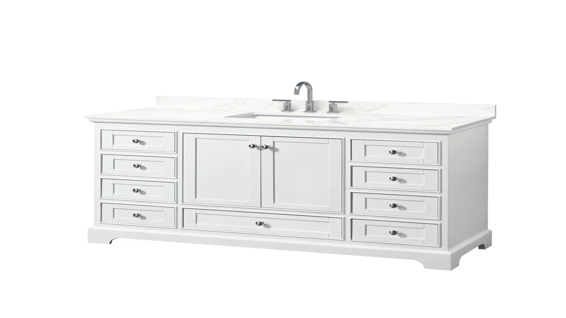 Deborah 60 Inch Single Bathroom Vanity in White, Giotto Quartz Countertop, Undermount Square Sink (3-Hole), Polished Chrome Trim material
