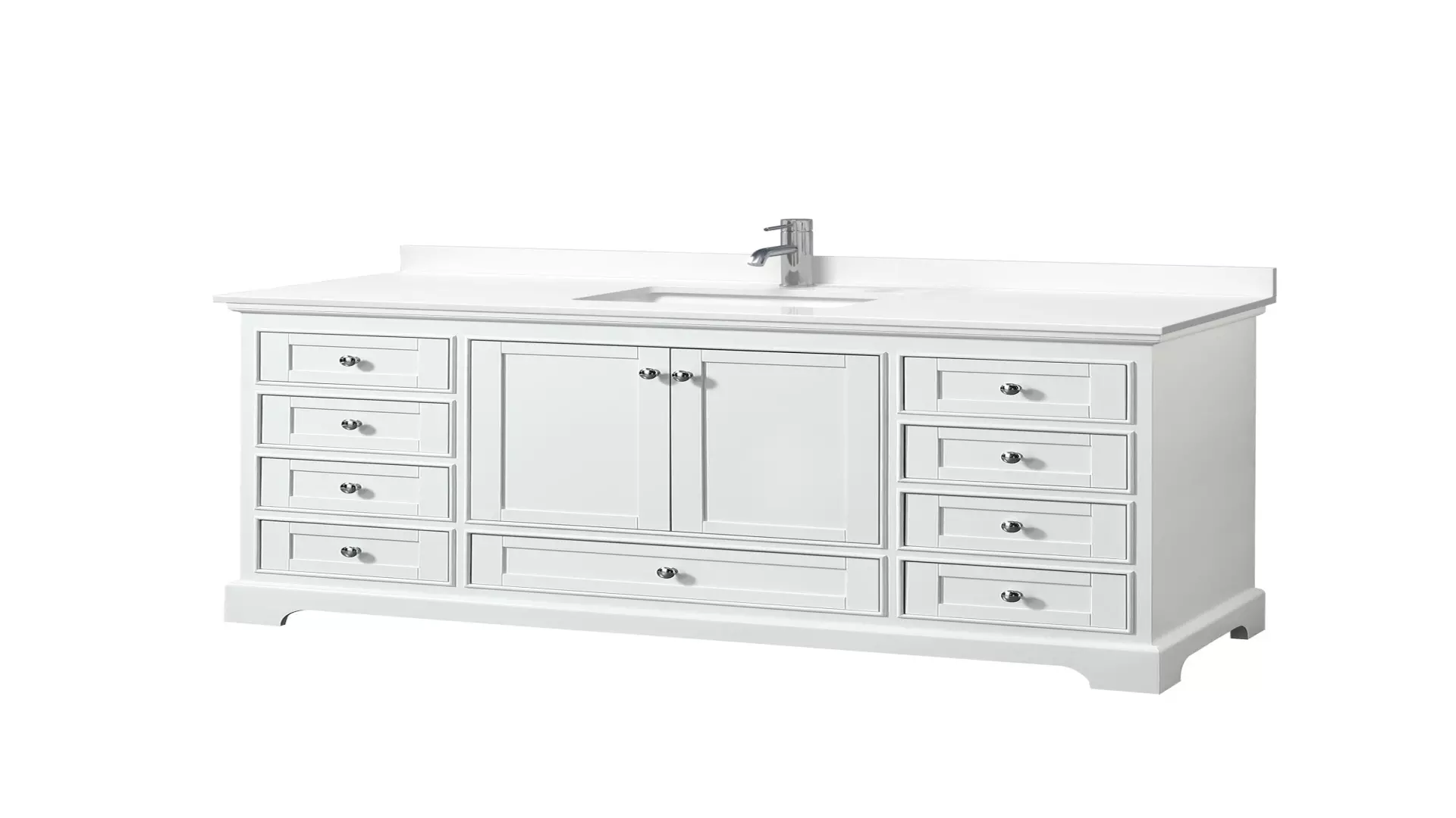 Deborah 60 Inch Single Bathroom Vanity in White, White Quartz Countertop, Undermount Square Sink (1-Hole), Polished Chrome Trim material