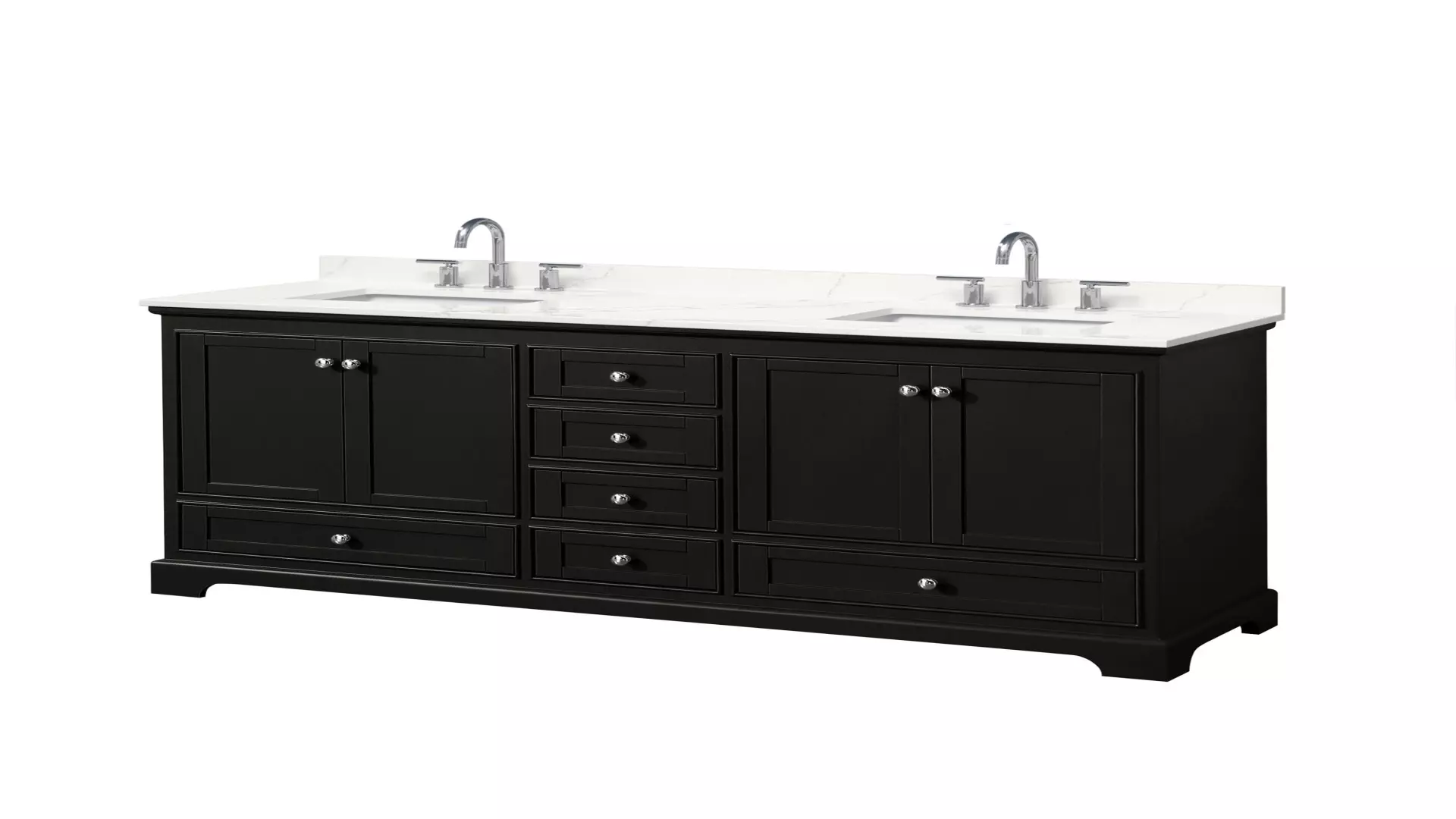 Deborah 72 Inch Double Bathroom Vanity in Dark Espresso, Giotto Quartz Countertop, Undermount Square Sinks (3-Hole), Polished Chrome Trim material