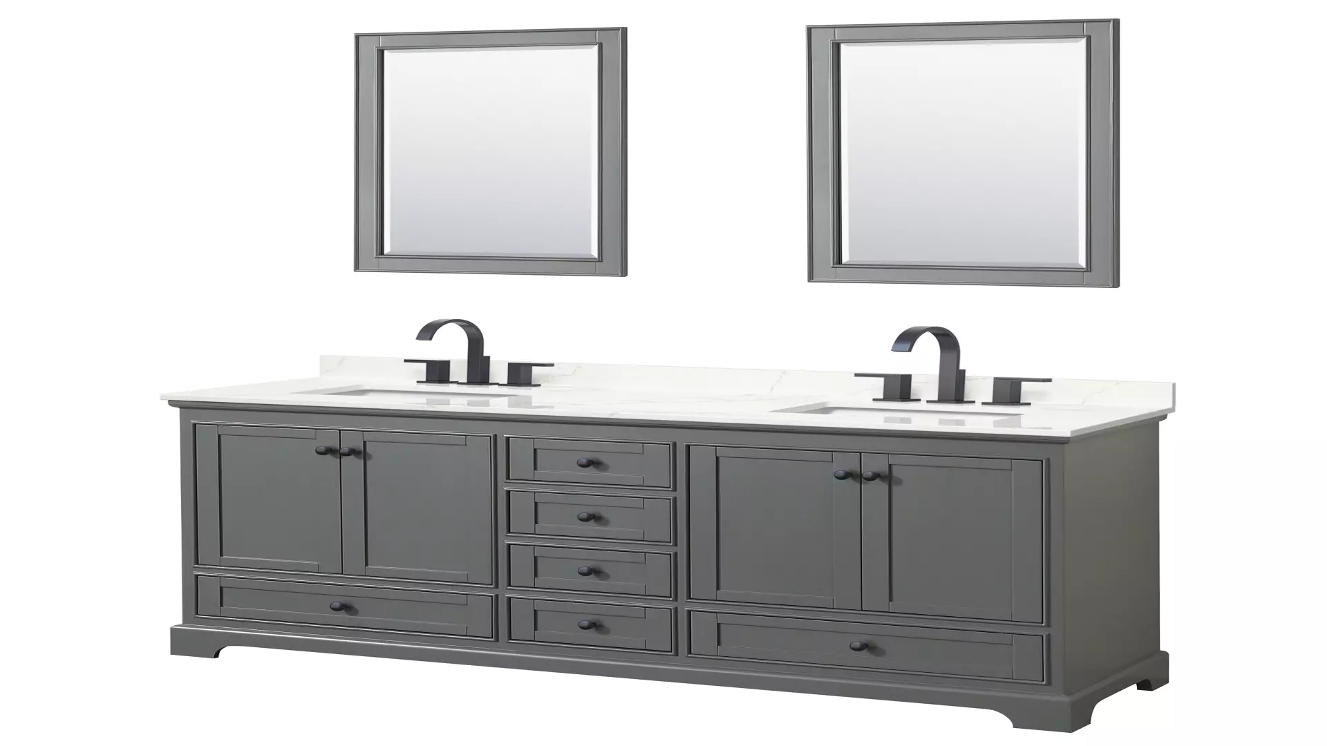 Deborah 72 Inch Double Bathroom Vanity in Dark Gray, Giotto Quartz Countertop, Undermount Square Sinks (3-Hole), Matte Black Trim, 24 Inch Mirrors material