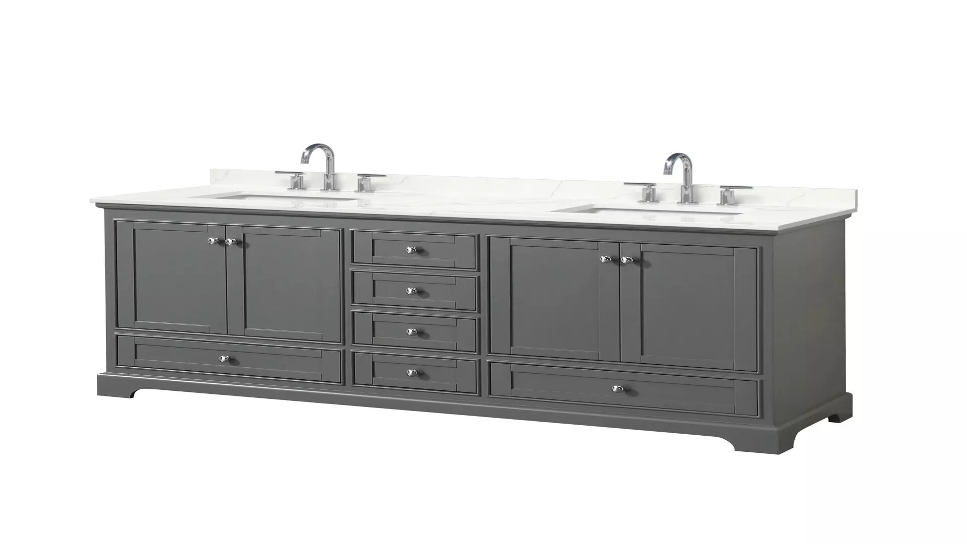 Deborah 72 Inch Double Bathroom Vanity in Dark Gray, Giotto Quartz Countertop, Undermount Square Sinks (3-Hole), Polished Chrome Trim material