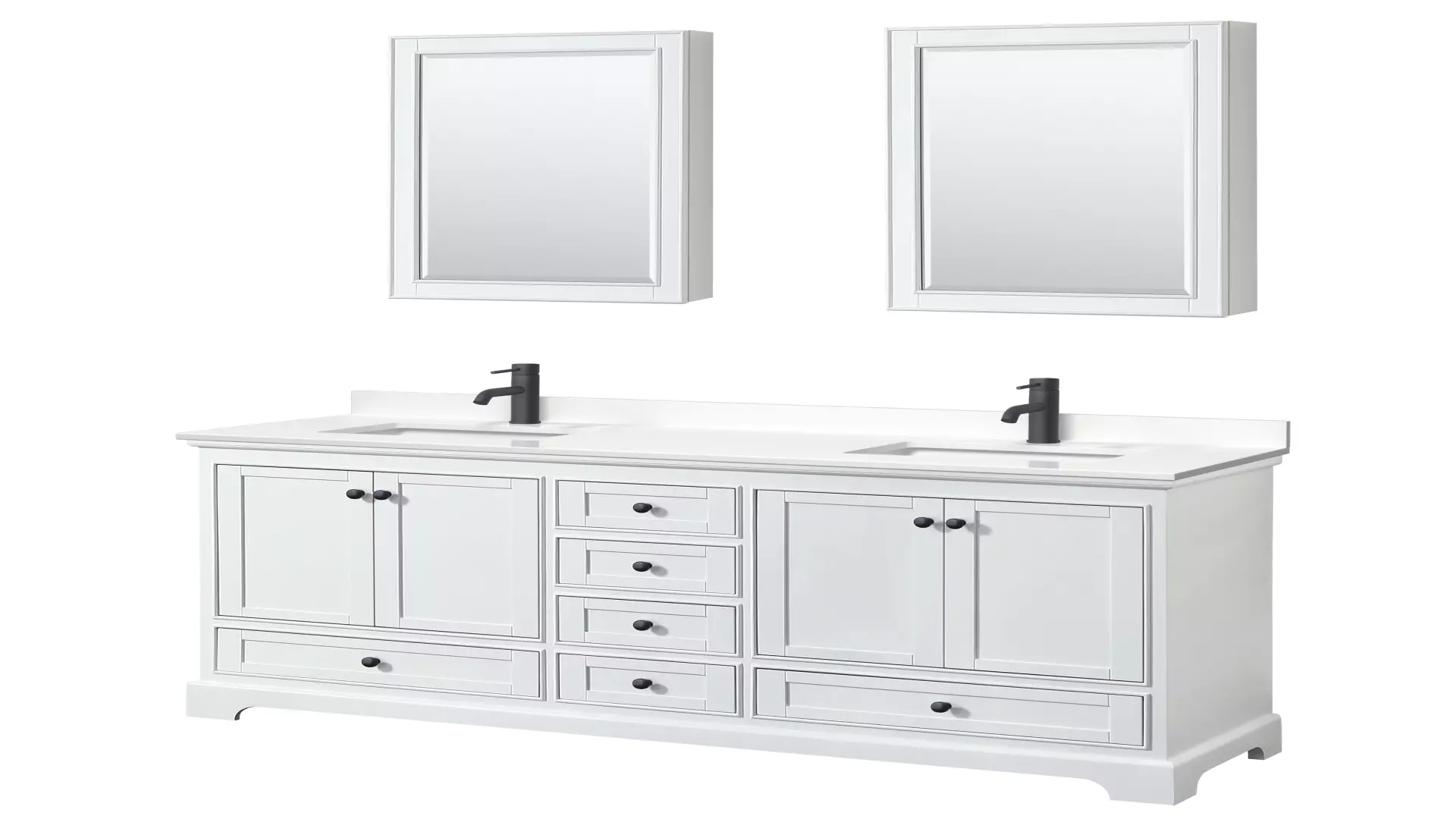 Deborah 72 Inch Double Bathroom Vanity in White, White Quartz Countertop, Undermount Square Sinks (1-Hole), Matte Black Trim, Medicine Cabinets material