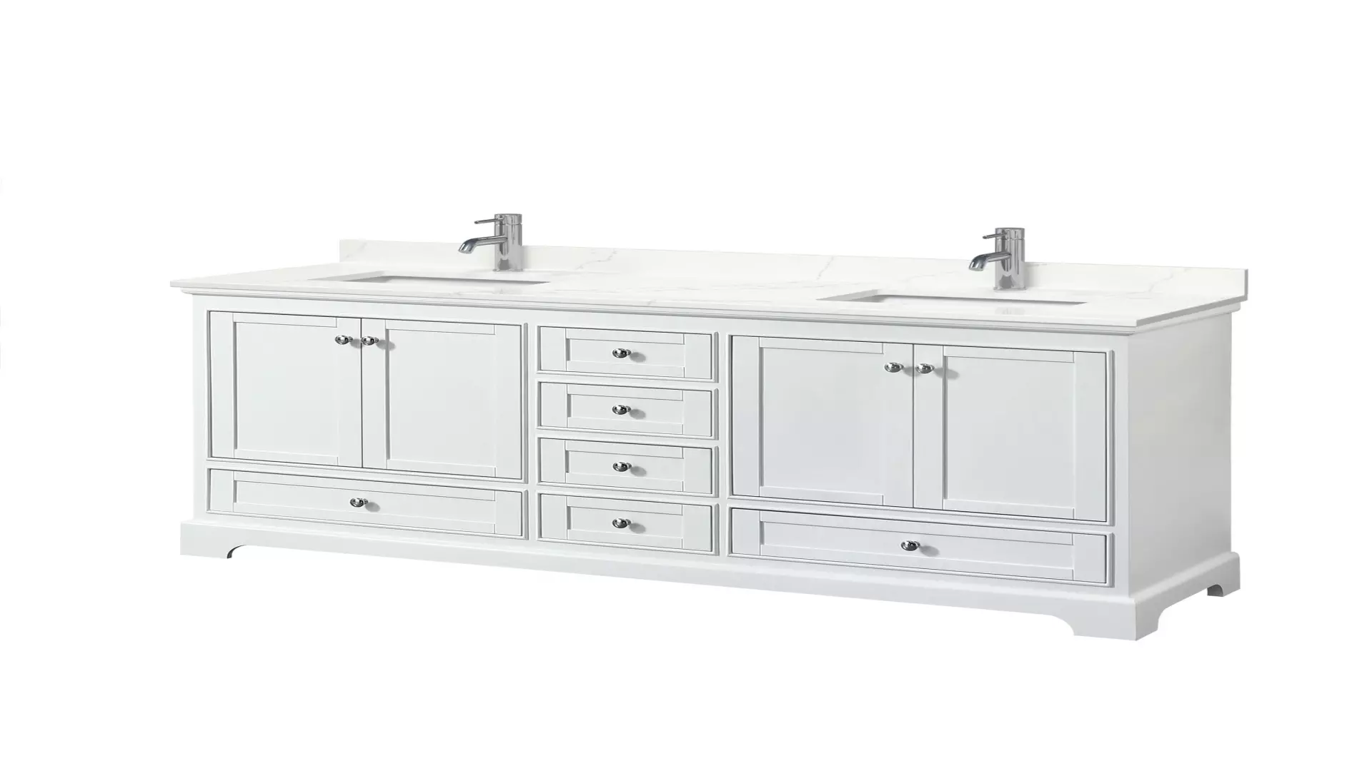 Deborah 72 Inch Double Bathroom Vanity in White, Giotto Quartz Countertop, Undermount Square Sinks (1-Hole), Polished Chrome Trim material