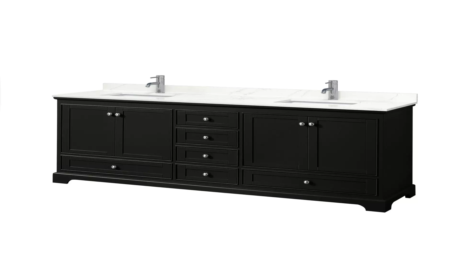 Deborah 80 Inch Double Bathroom Vanity in Dark Espresso, Giotto Quartz Countertop, Undermount Square Sinks (1-Hole), Polished Chrome Trim material