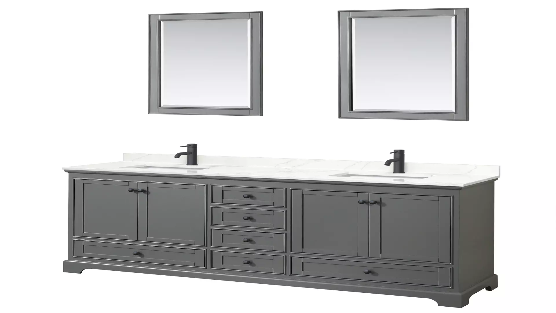 Deborah 80 Inch Double Bathroom Vanity in Dark Gray, Giotto Quartz Countertop, Undermount Square Sinks (1-Hole), Matte Black Trim, 24 Inch Mirrors material