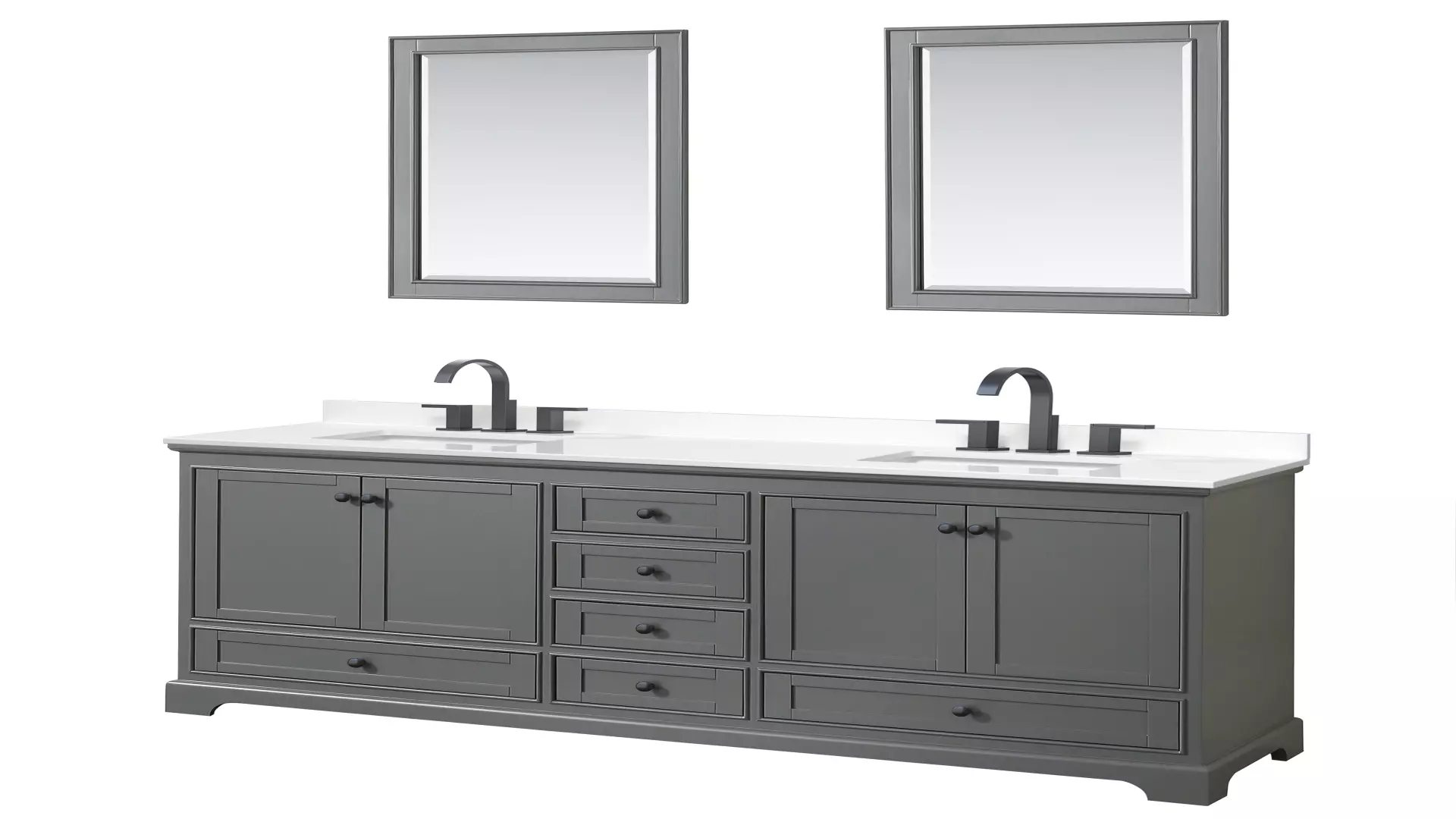 Deborah 80 Inch Double Bathroom Vanity in Dark Gray, White Quartz Countertop, Undermount Square Sinks (3-Hole), Matte Black Trim, 24 Inch Mirrors material
