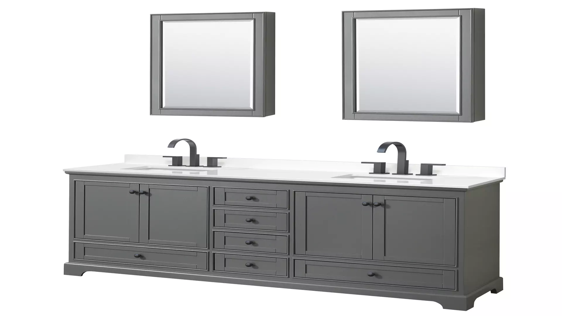 Deborah 80 Inch Double Bathroom Vanity in Dark Gray, White Quartz Countertop, Undermount Square Sinks (3-Hole), Matte Black Trim, Medicine Cabinets material
