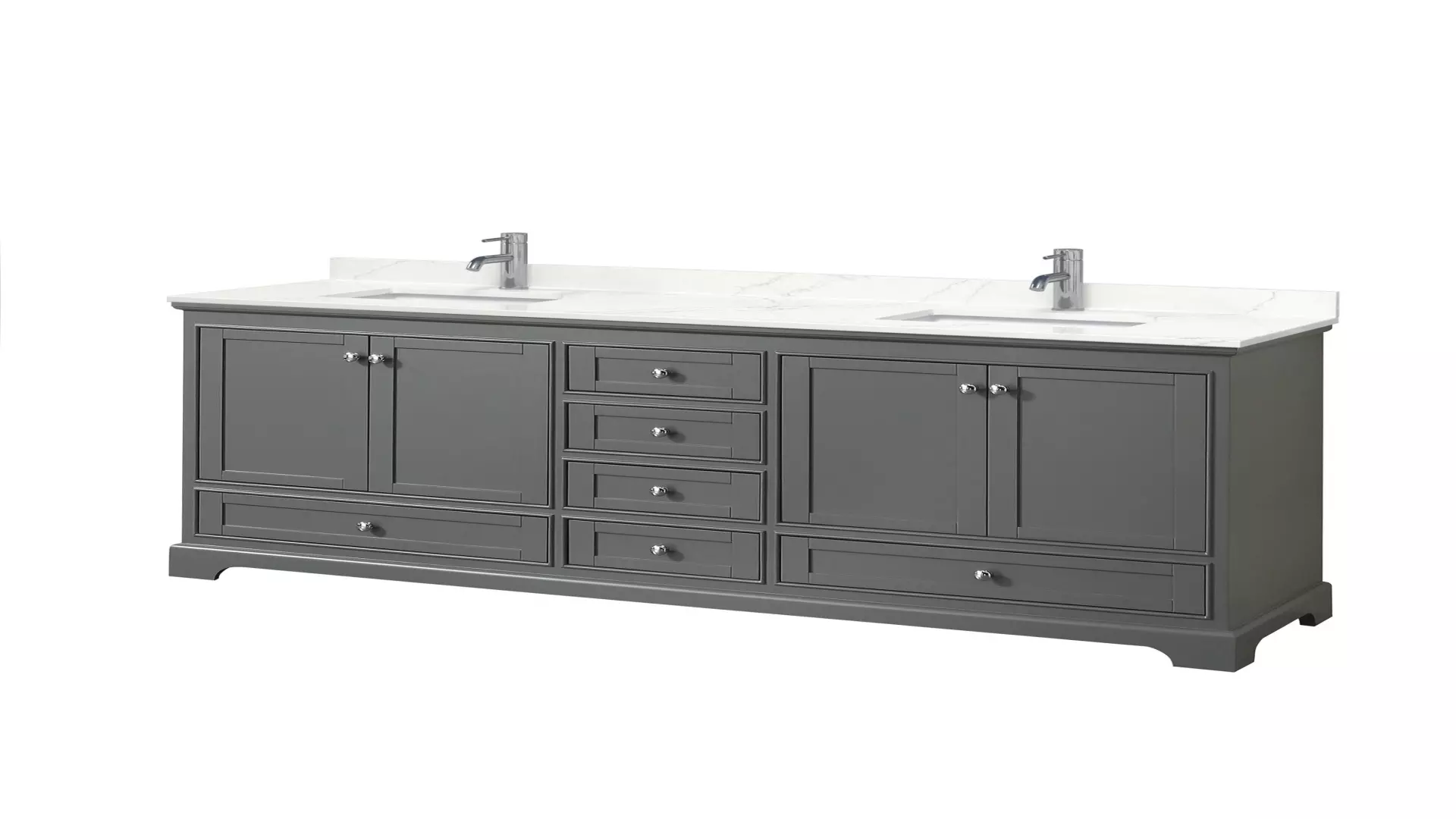 Deborah 80 Inch Double Bathroom Vanity in Dark Gray, Giotto Quartz Countertop, Undermount Square Sinks (1-Hole), Polished Chrome Trim material