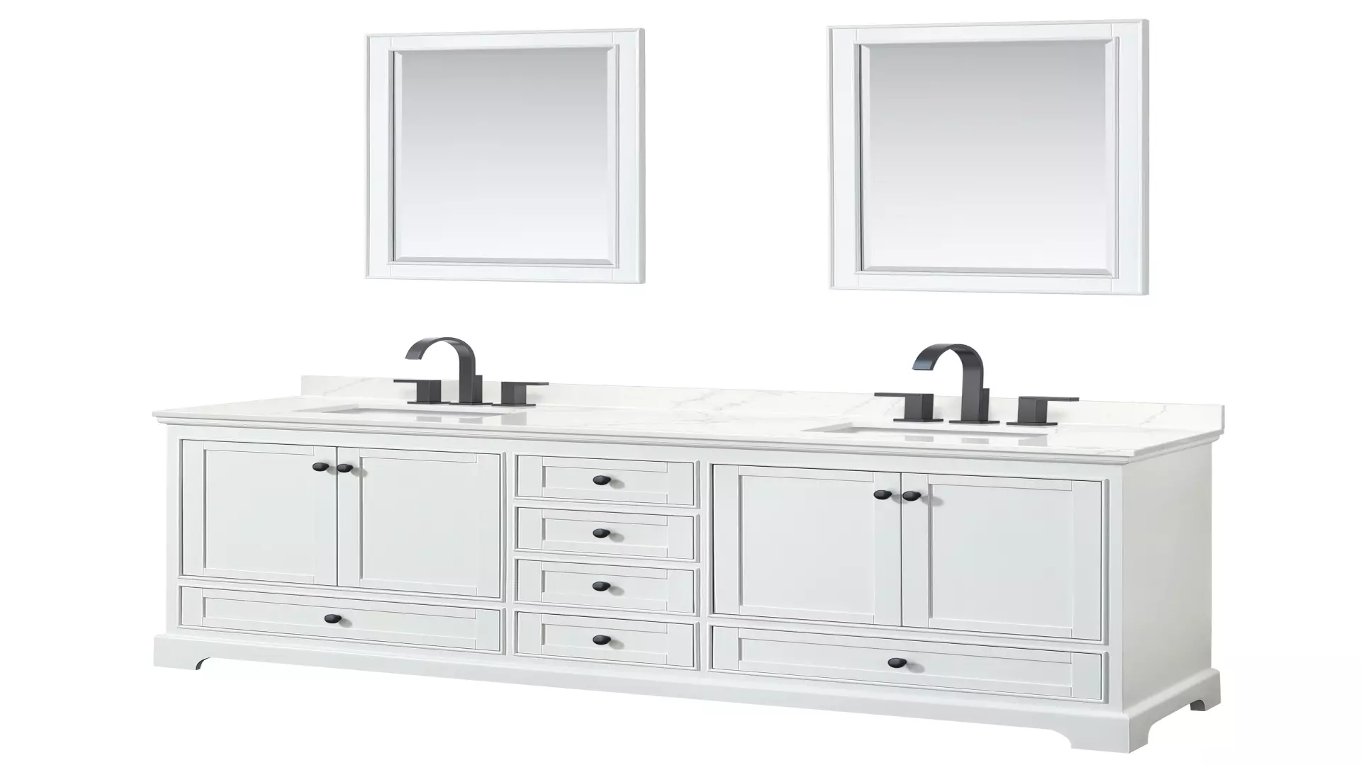 Deborah 80 Inch Double Bathroom Vanity in White, Giotto Quartz Countertop, Undermount Square Sinks (3-Hole), Matte Black Trim, 24 Inch Mirrors material