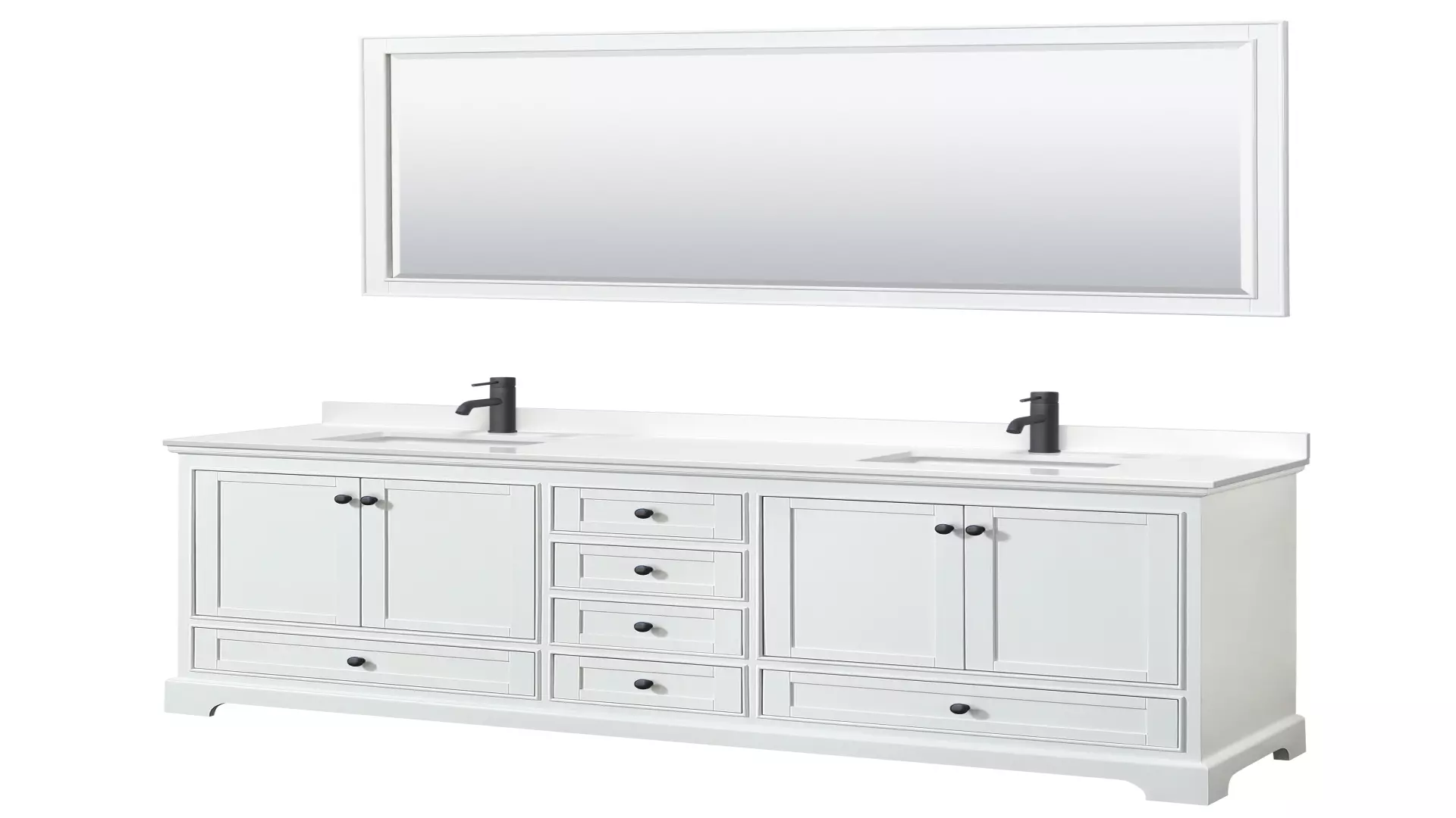 Deborah 80 Inch Double Bathroom Vanity in White, White Quartz Countertop, Undermount Square Sinks (1-Hole), Matte Black Trim, 70 Inch Mirror material