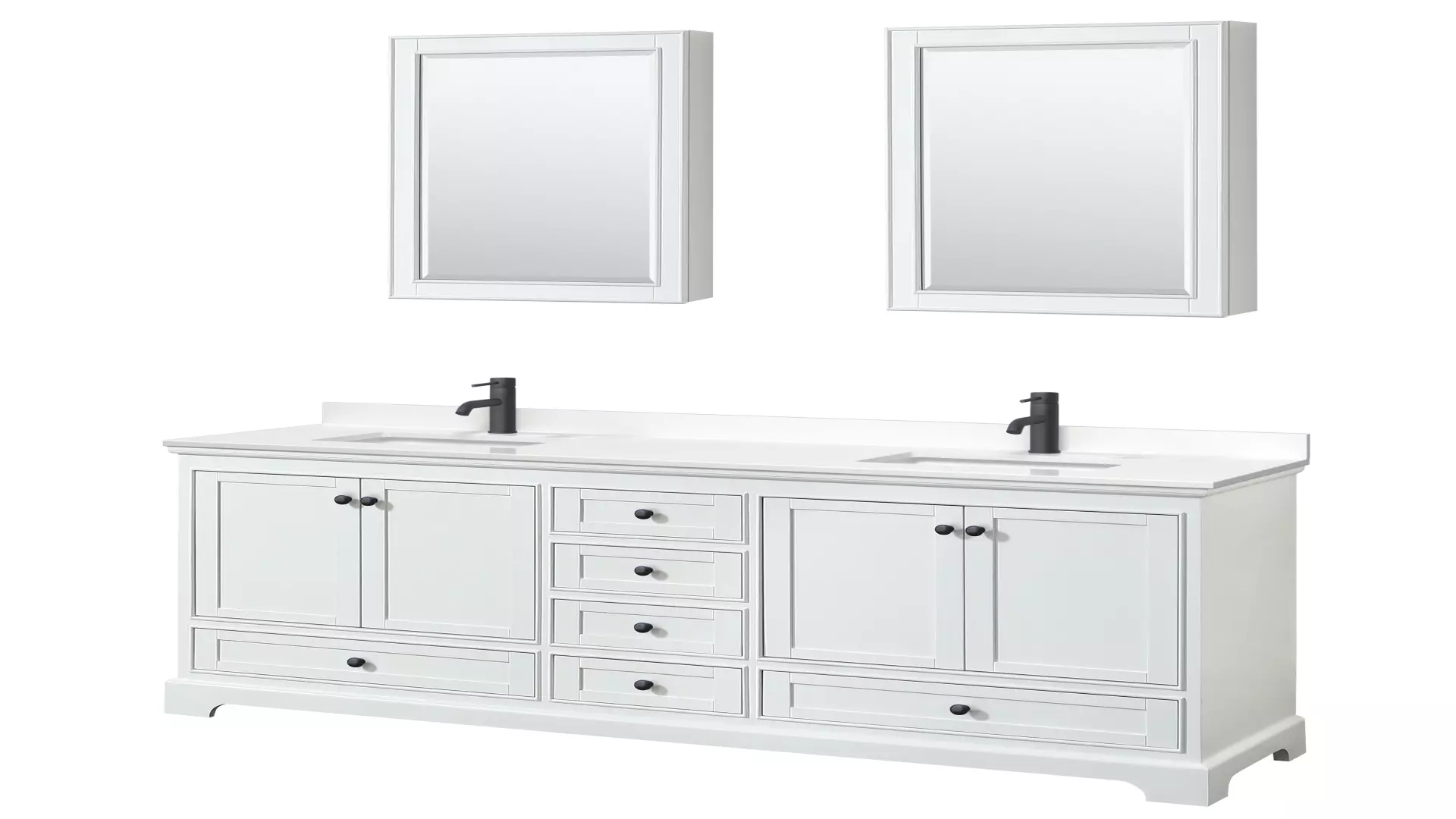 Deborah 80 Inch Double Bathroom Vanity in White, White Quartz Countertop, Undermount Square Sinks (1-Hole), Matte Black Trim, Medicine Cabinets material