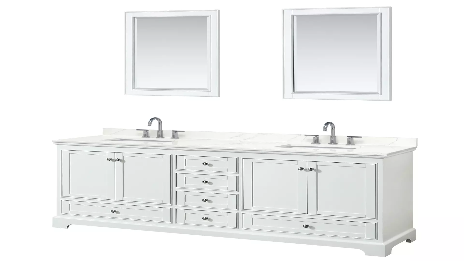 Deborah 80 Inch Double Bathroom Vanity in White, Giotto Quartz Countertop, Undermount Square Sinks (3-Hole), Polished Chrome Trim, 24 Inch Mirrors material