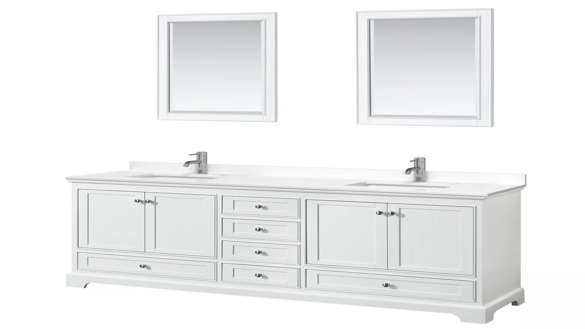 Deborah 80 Inch Double Bathroom Vanity in White, White Quartz Countertop, Undermount Square Sinks (1-Hole), Polished Chrome Trim, 24 Inch Mirrors material