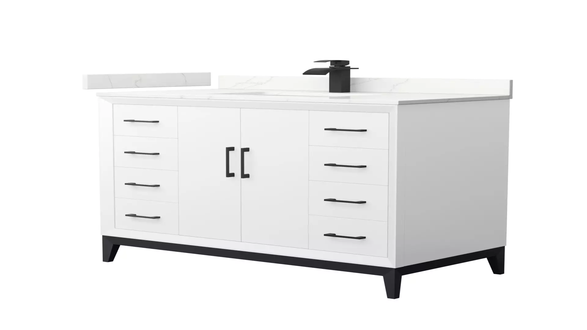 Amici 42 Inch Single Bathroom Vanity in White, Giotto Quartz Countertop, Undermount Square Sink (1-Hole), Matte Black Trim material
