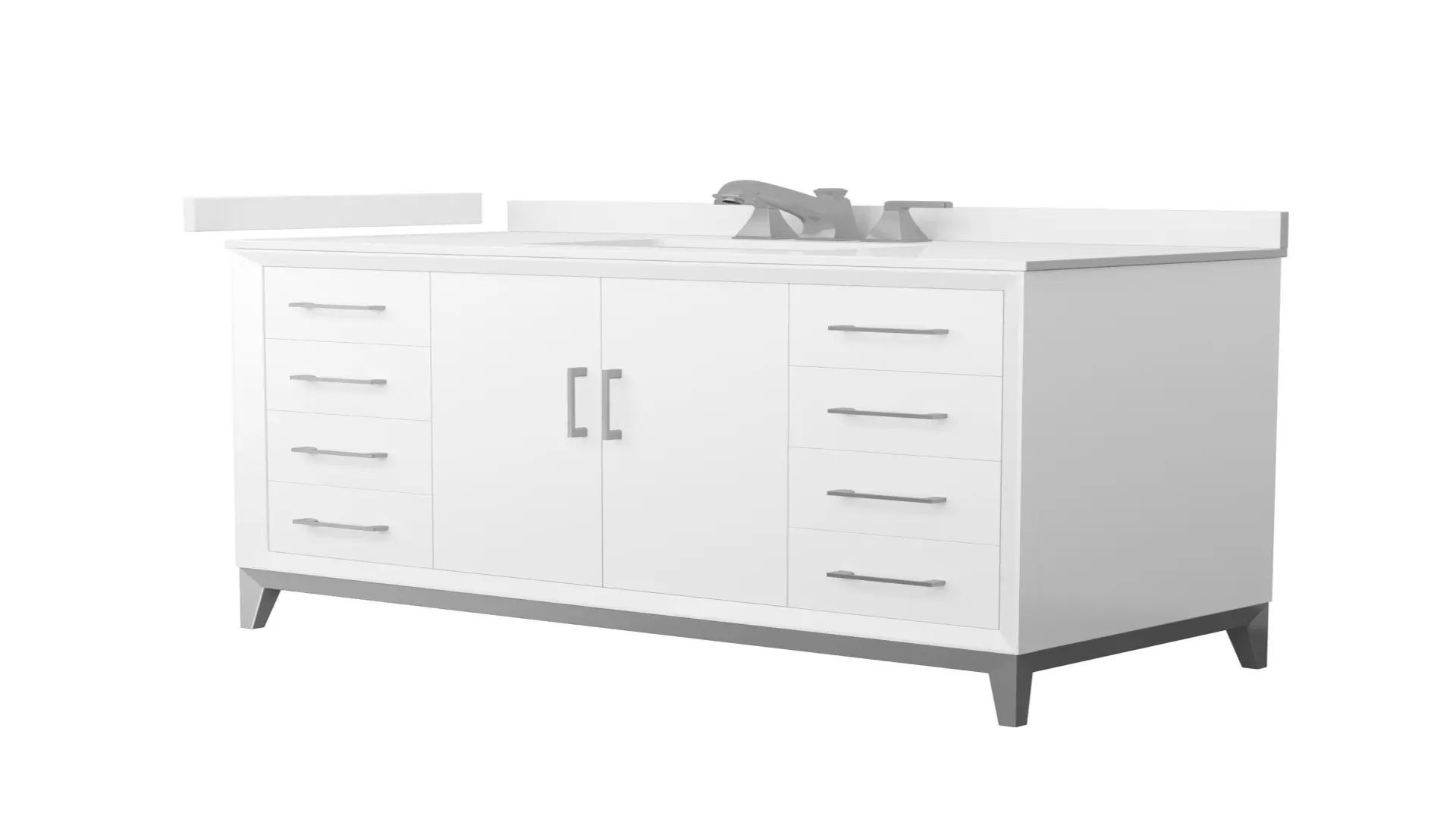 Amici 48 Inch Single Bathroom Vanity in White, White Quartz Countertop, Undermount Square Sink (3-Hole), Brushed Nickel Trim material