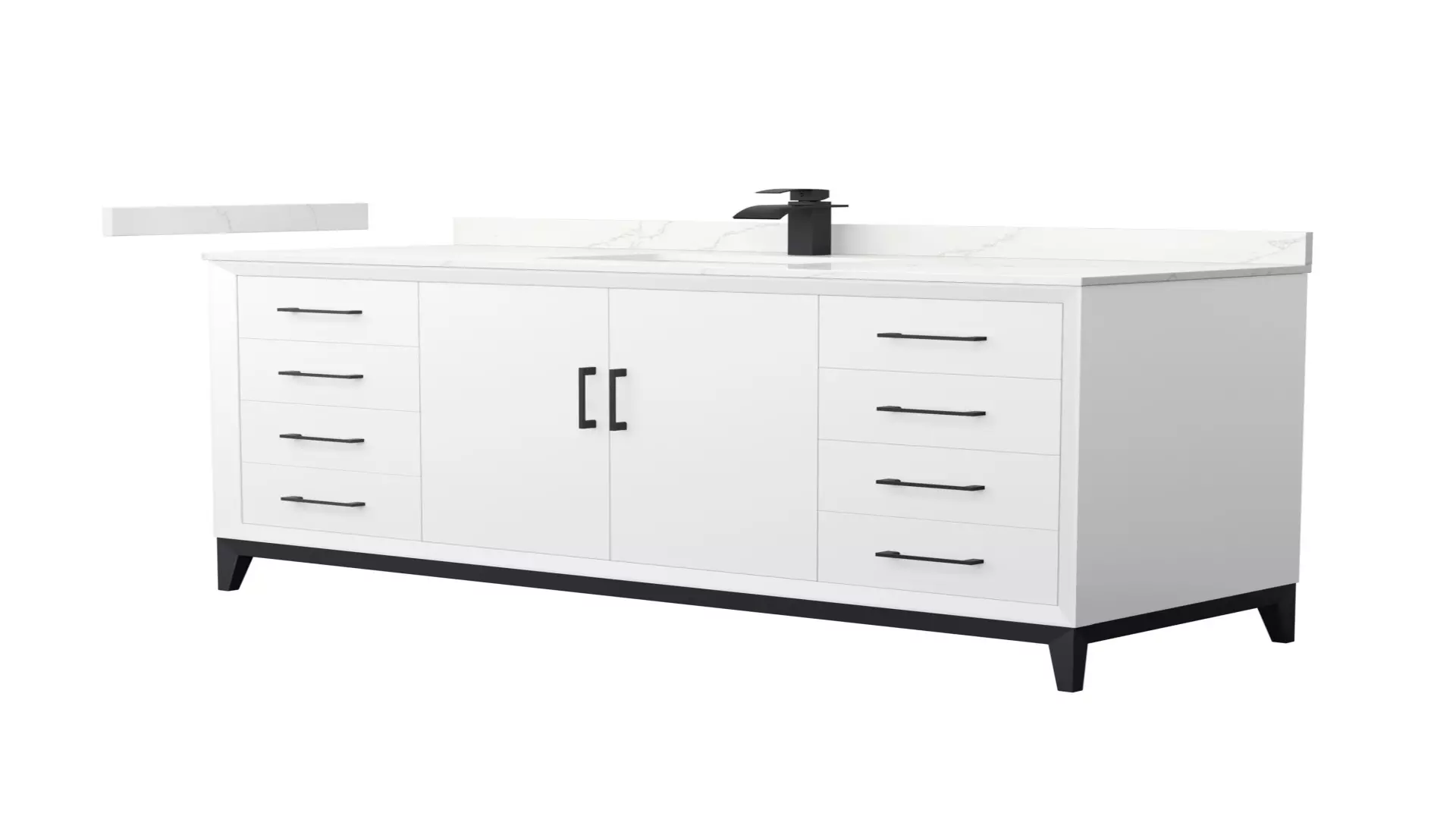 Amici 60 Inch Single Bathroom Vanity in White, Giotto Quartz Countertop, Undermount Square Sink (1-Hole), Matte Black Trim material