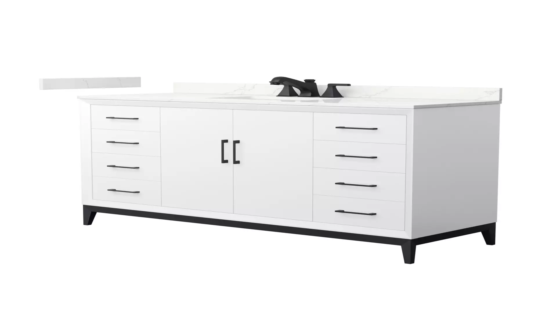 Amici 60 Inch Single Bathroom Vanity in White, Giotto Quartz Countertop, Undermount Square Sink (3-Hole), Matte Black Trim material