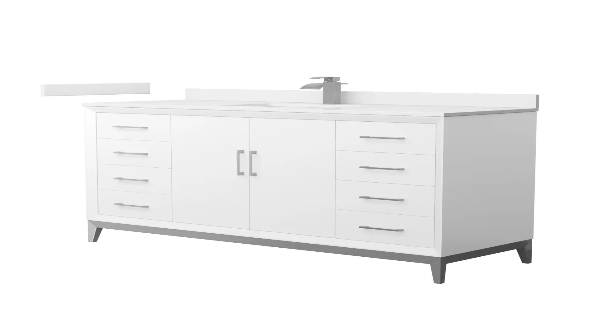 Amici 60 Inch Single Bathroom Vanity in White, White Quartz Countertop, Undermount Square Sink (1-Hole), Brushed Nickel Trim material