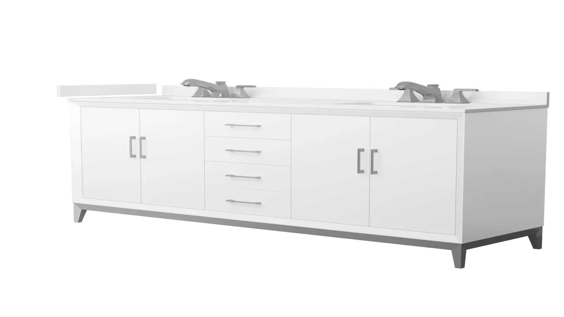 Amici 72 Inch Double Bathroom Vanity in White, White Quartz Countertop, Undermount Square Sinks (3-Hole), Brushed Nickel Trim material
