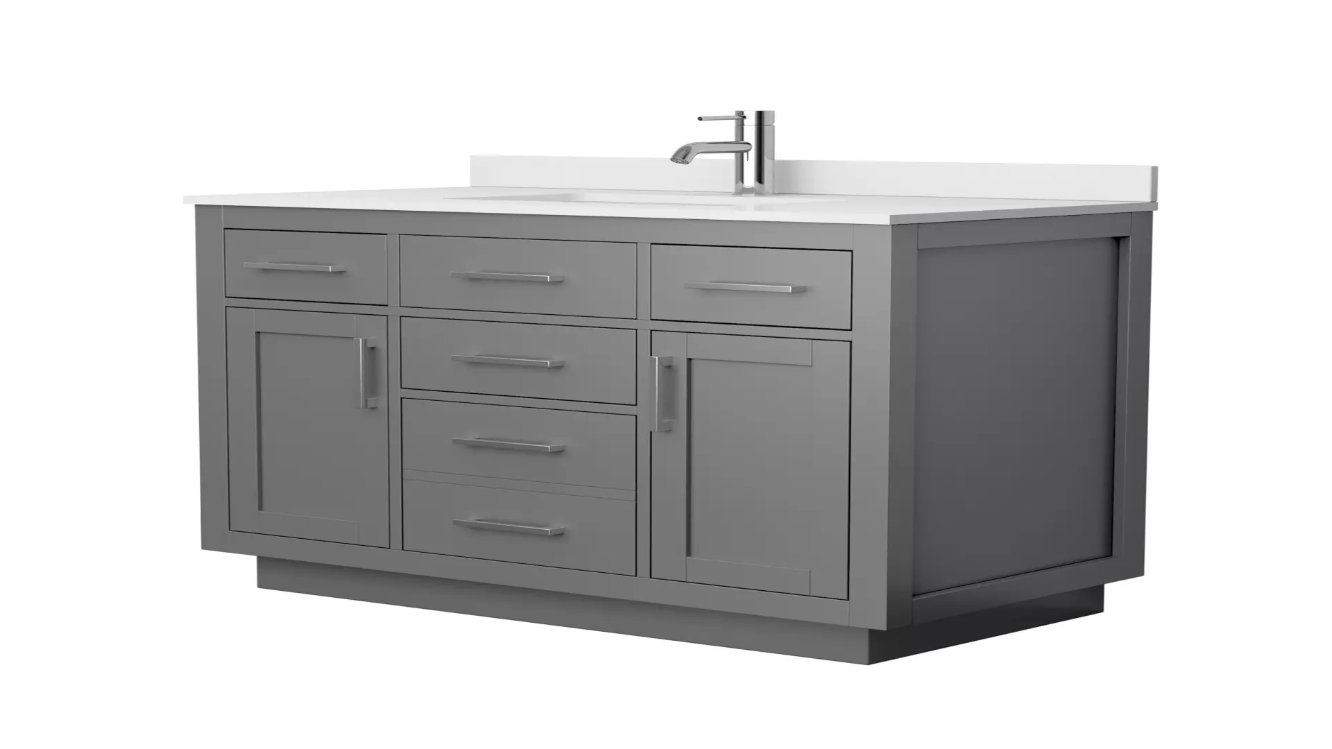 Beckett 42 Inch Single Bathroom Vanity with Toe Kick in Dark Gray, White Cultured Marble Countertop, Undermount Square Sink, Brushed Nickel Trim material