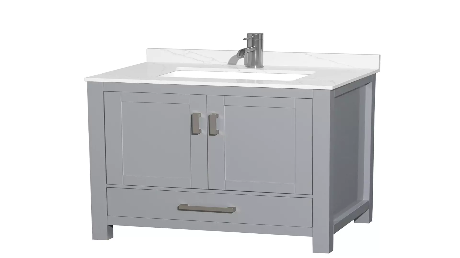 Sheffield 30 Inch Single Bathroom Vanity in Gray, Giotto Quartz Countertop, Undermount Square Sink (1-Hole), Brushed Chrome Trim material