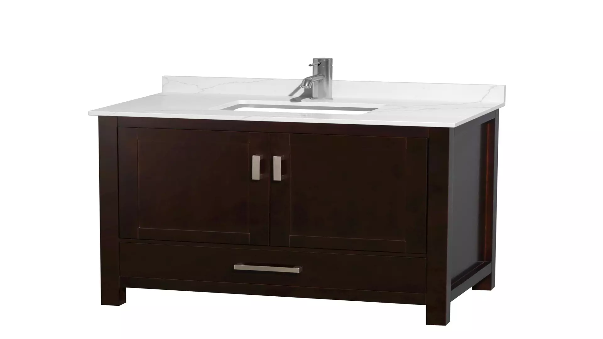 Sheffield 36 Inch Single Bathroom Vanity in Espresso, Giotto Quartz Countertop, Undermount Square Sink (1-Hole), Brushed Chrome Trim material