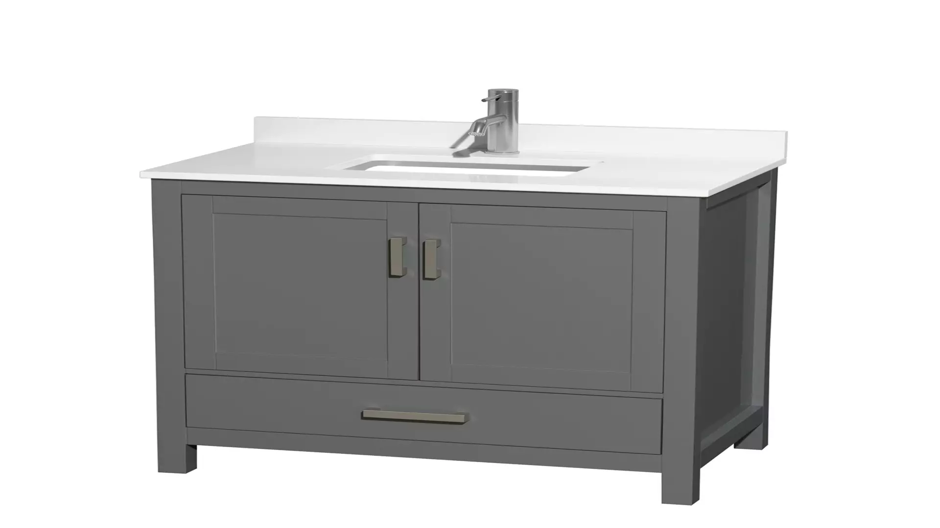 Sheffield 36 Inch Single Bathroom Vanity in Dark Gray, White Quartz Countertop, Undermount Square Sink (1-Hole), Brushed Chrome Trim material