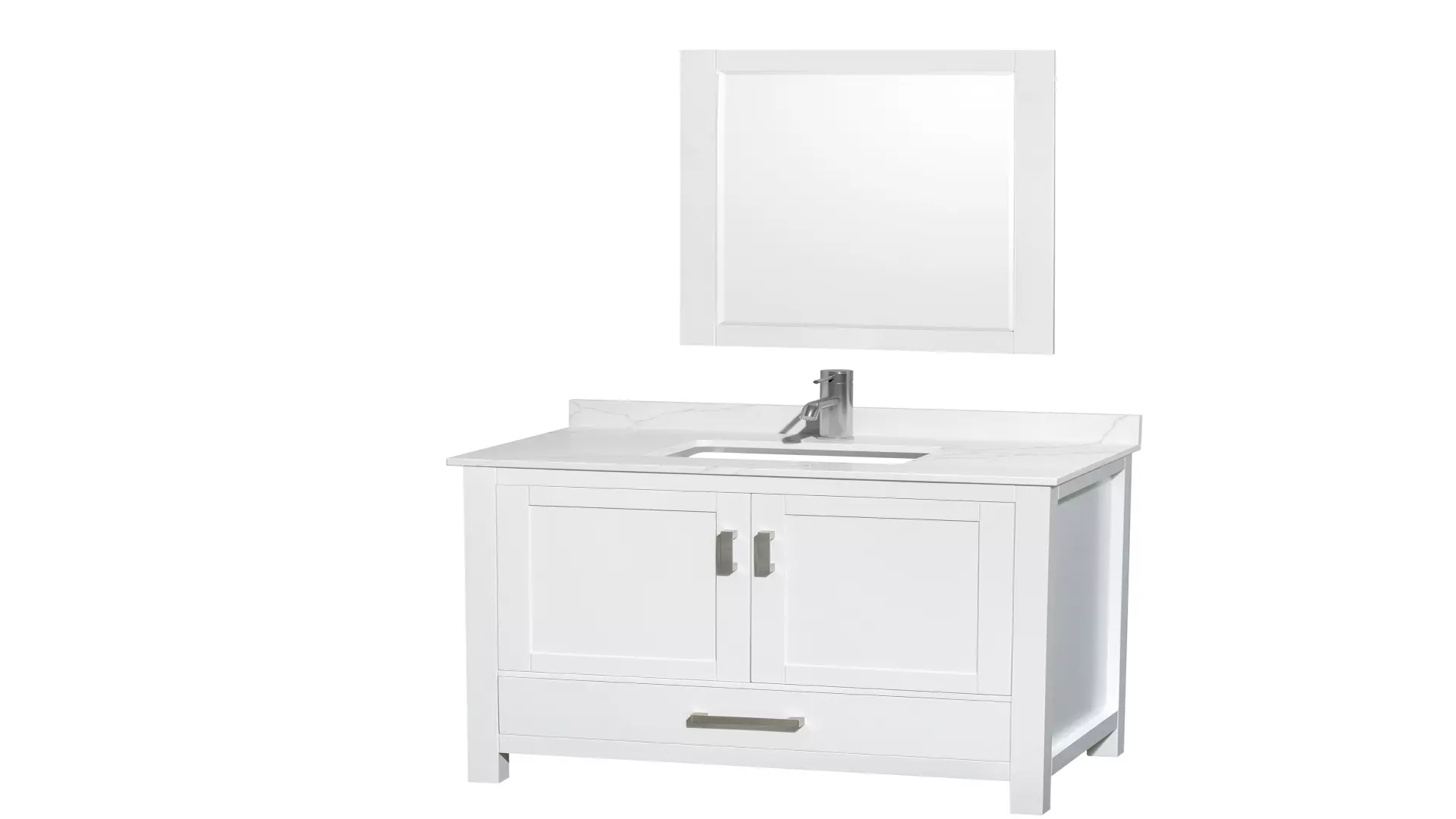Sheffield 36 Inch Single Bathroom Vanity in White, Giotto Quartz Countertop, Undermount Square Sink (1-Hole), Brushed Chrome Trim, 24 Inch Mirror material